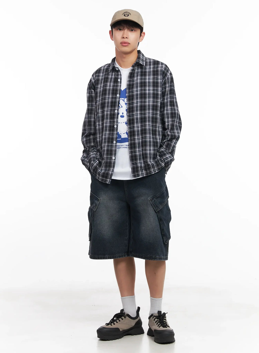 Men's Loose-Fit Flannel Shirt IU519