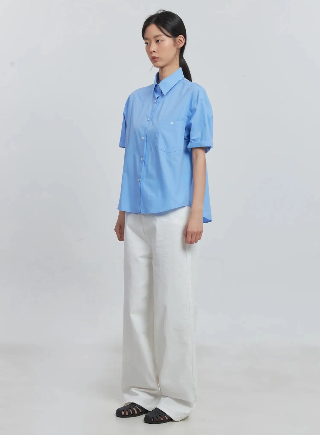 Roll-Up Short-Sleeve Collared Shirt IU512