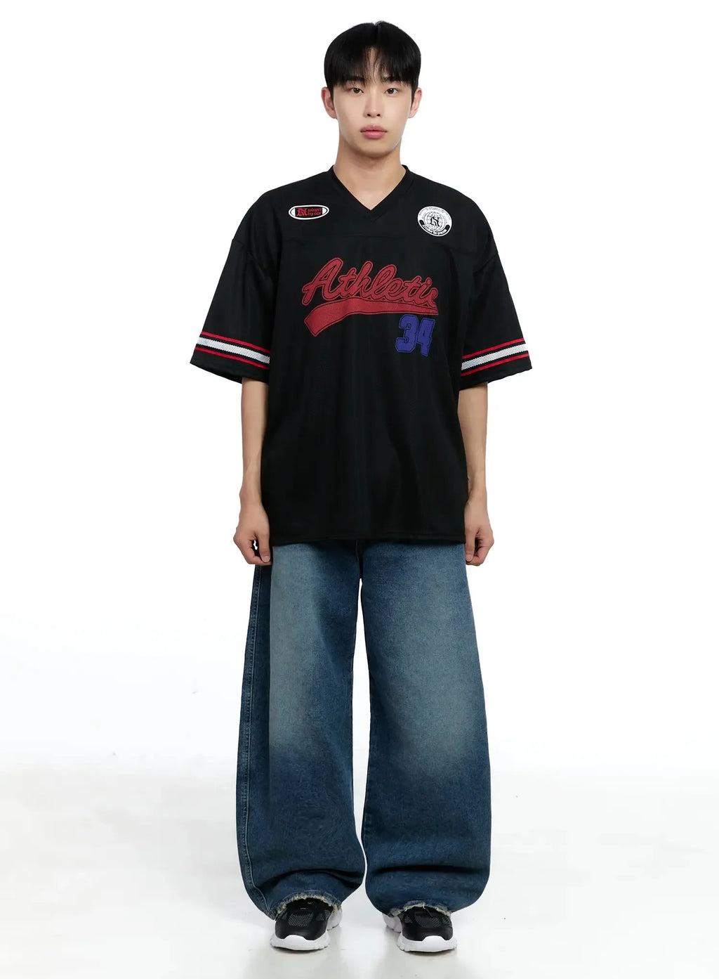 Men's Frayed Hem Baggy Jeans IG520