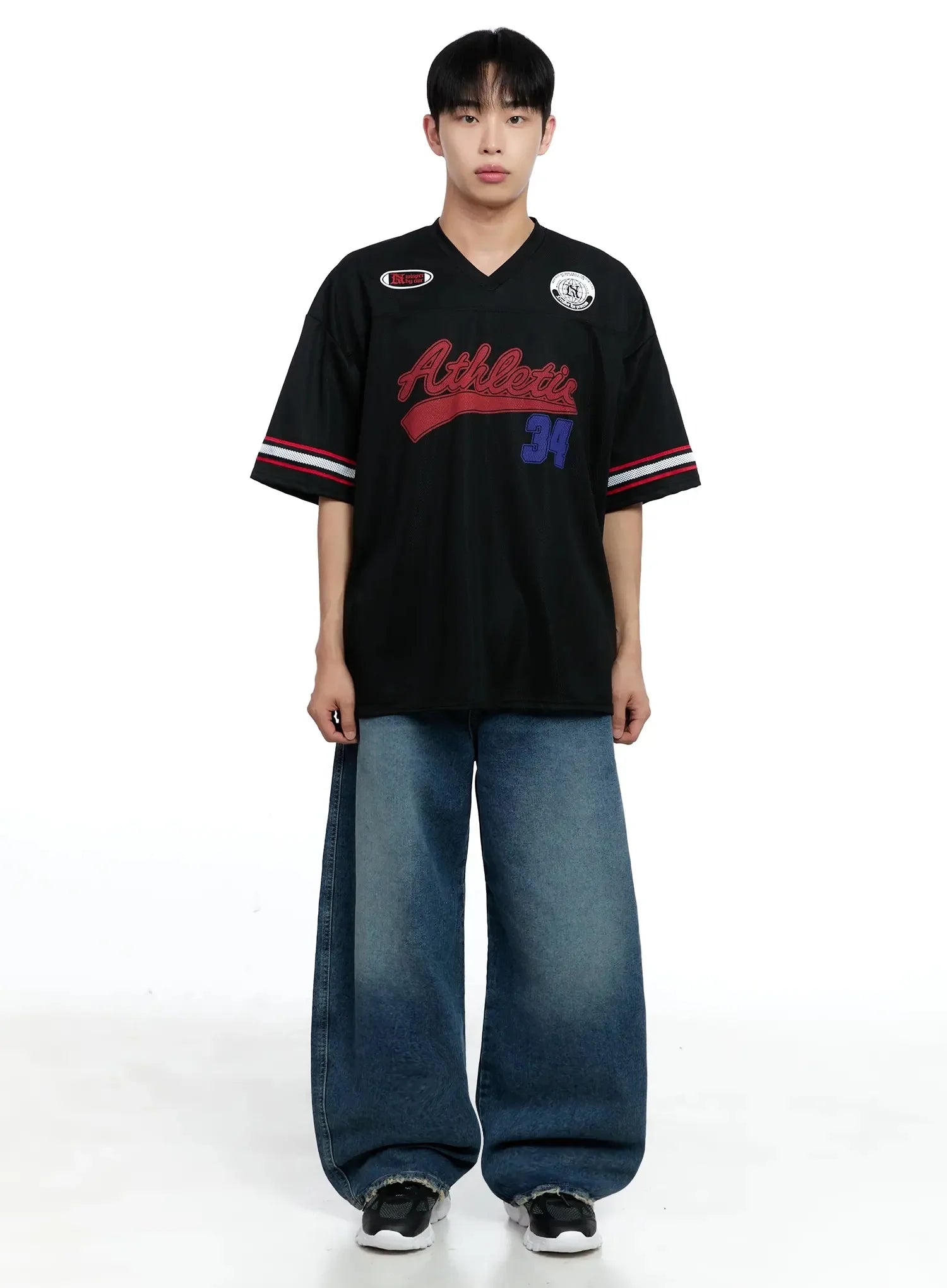 Men's Frayed Hem Baggy Jeans IG520