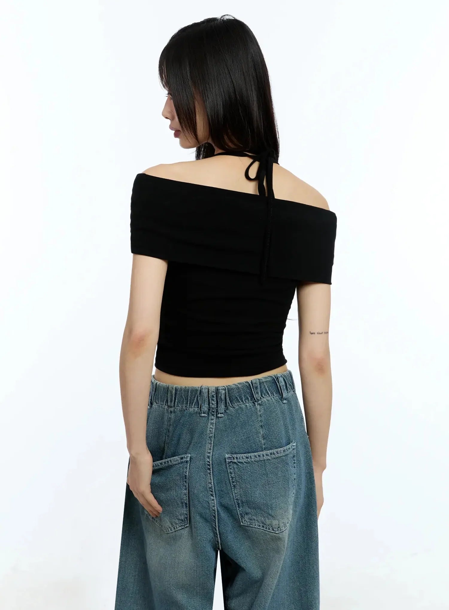 Shirred Off-Shoulder Short-Sleeve Tee IU525