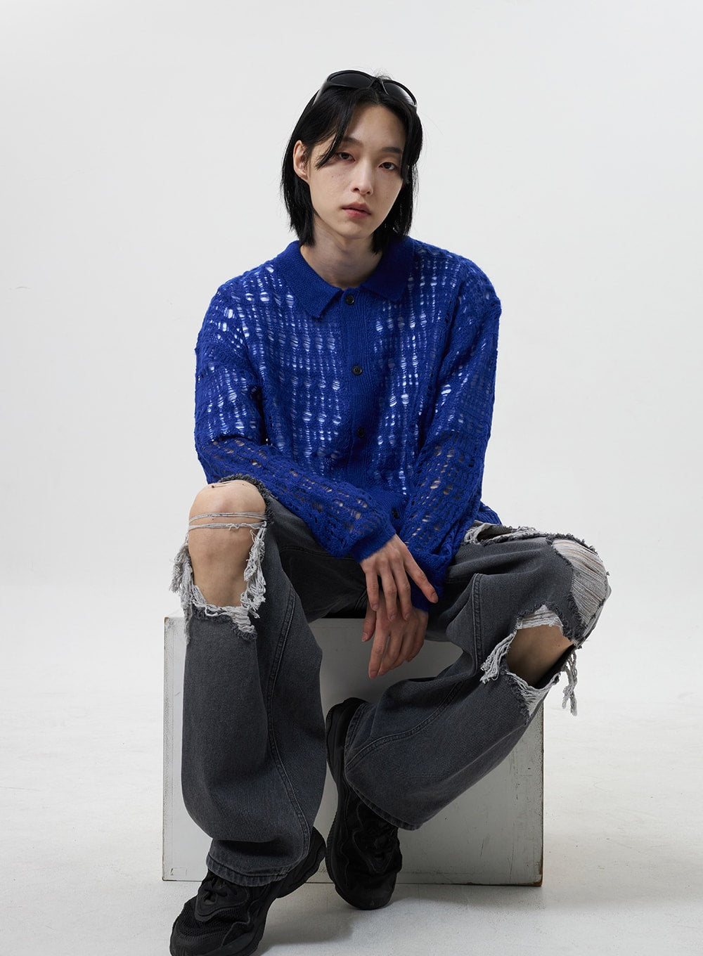 Wide Leg Ripped Jeans Unisex CY322