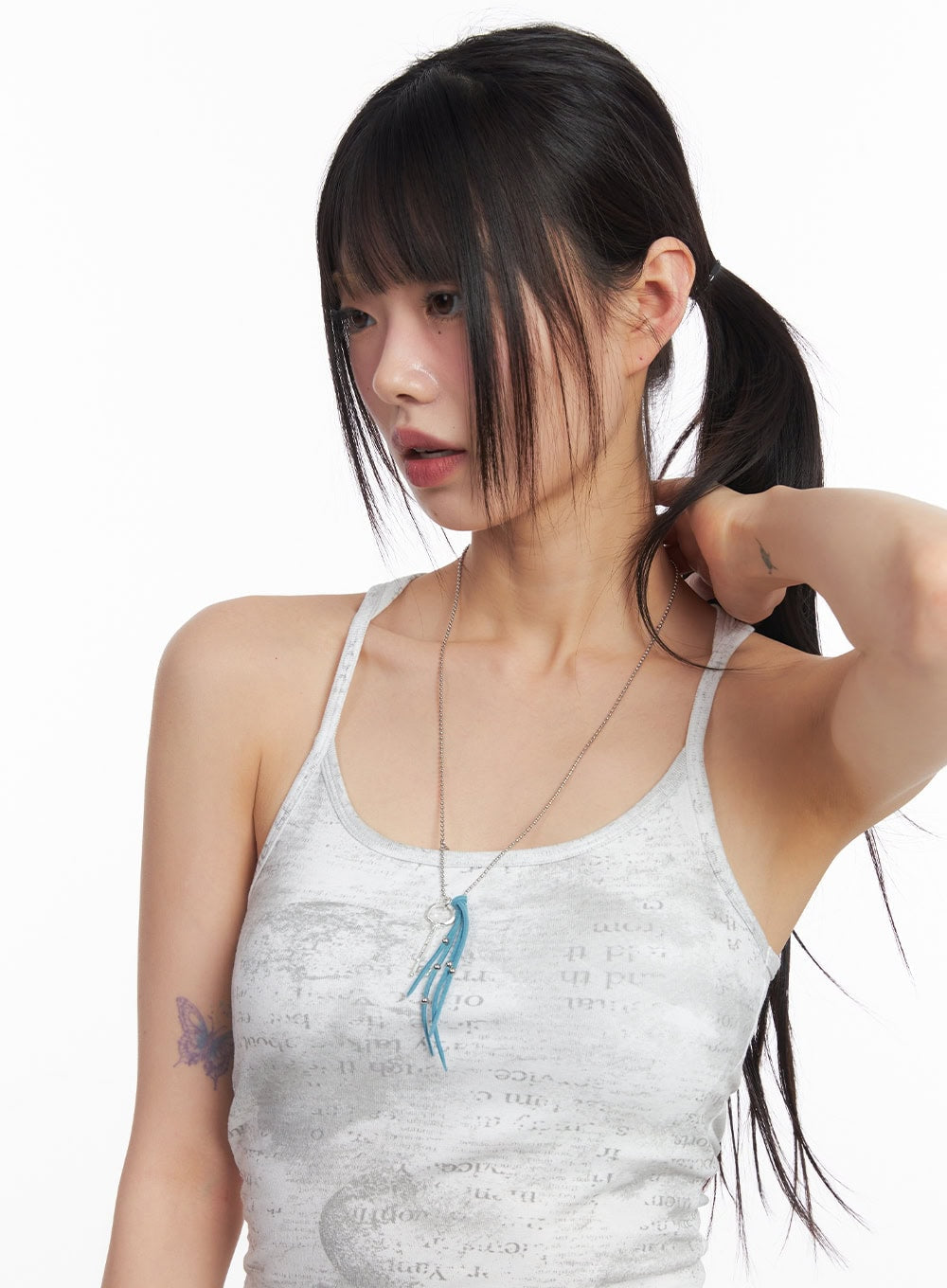 Key Fringe Long Necklace (Blue) IM531