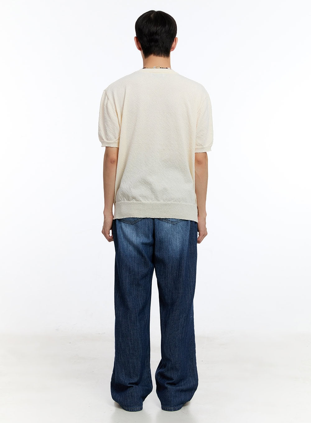 Men's Pintuck Denim Sweatpants (Dark Blue) IY529