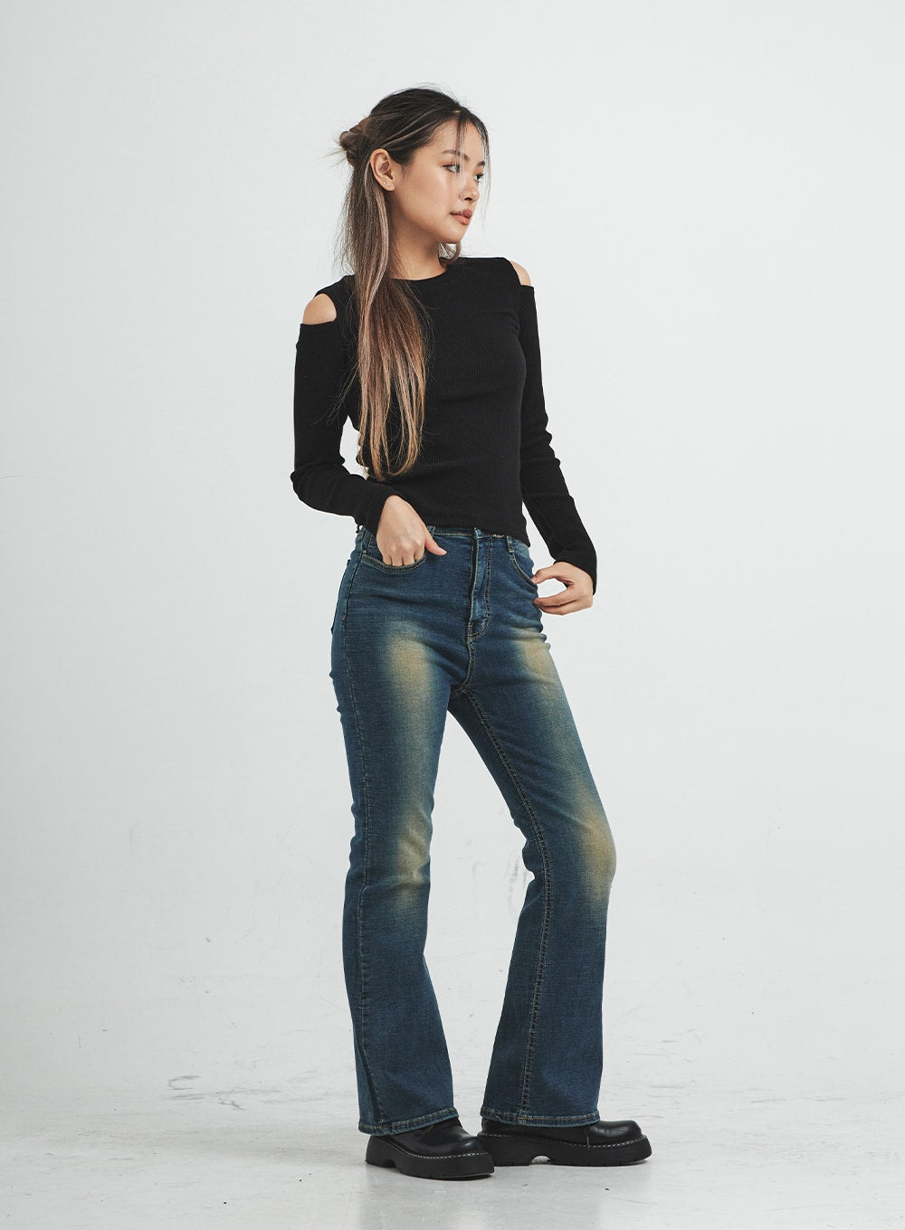 Livia Open Shoulder Long Sleeve Top CS15