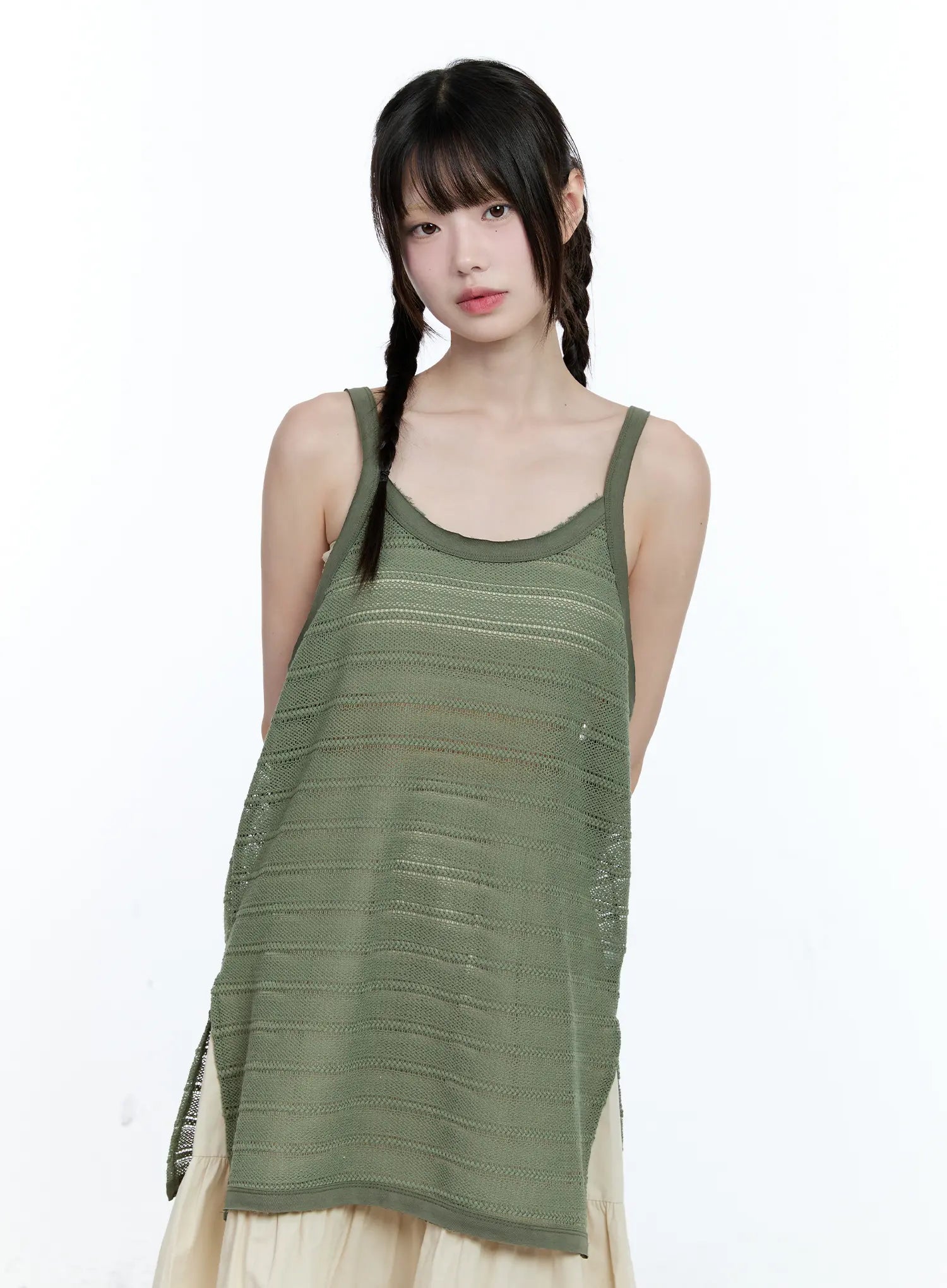 Striped Sheer Layered Tank CL529
