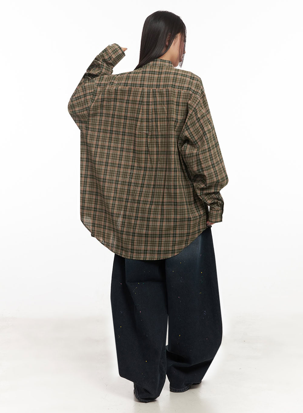 Checkered Oversize Collared T-Shirt IM525