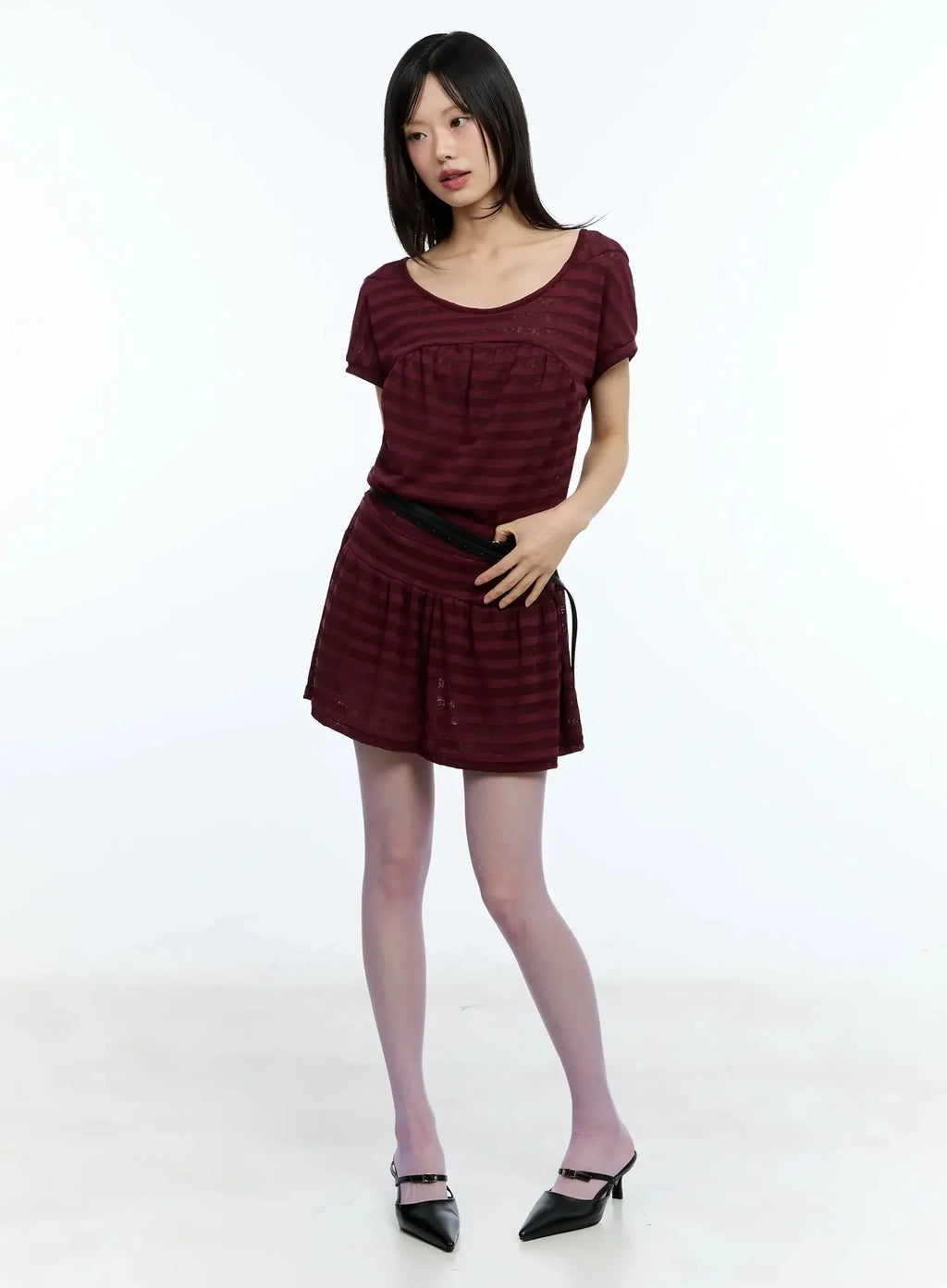 Striped Relaxed-Fit Mini Dress IU524