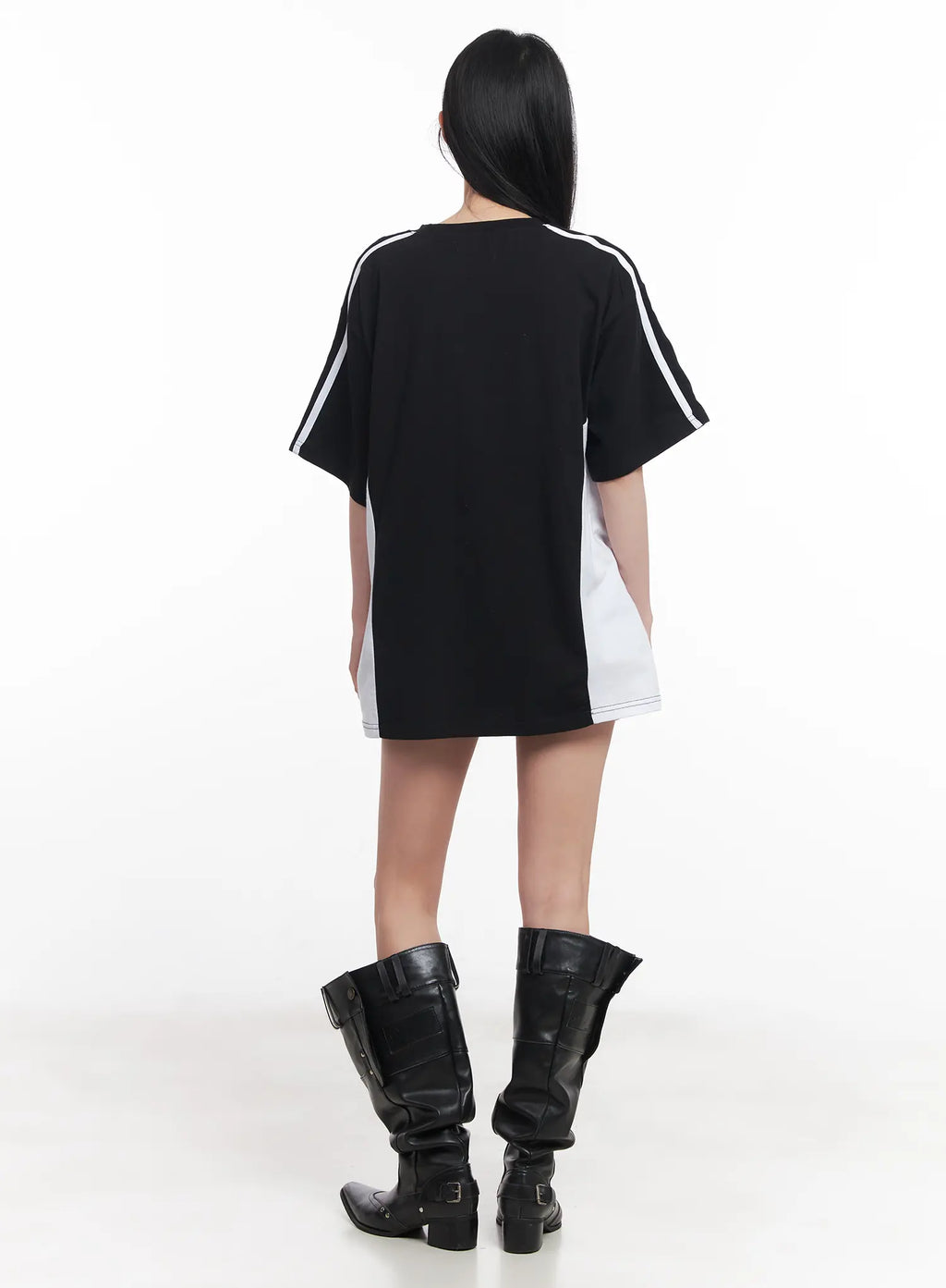 Oversized Striped Graphic Tee CU511