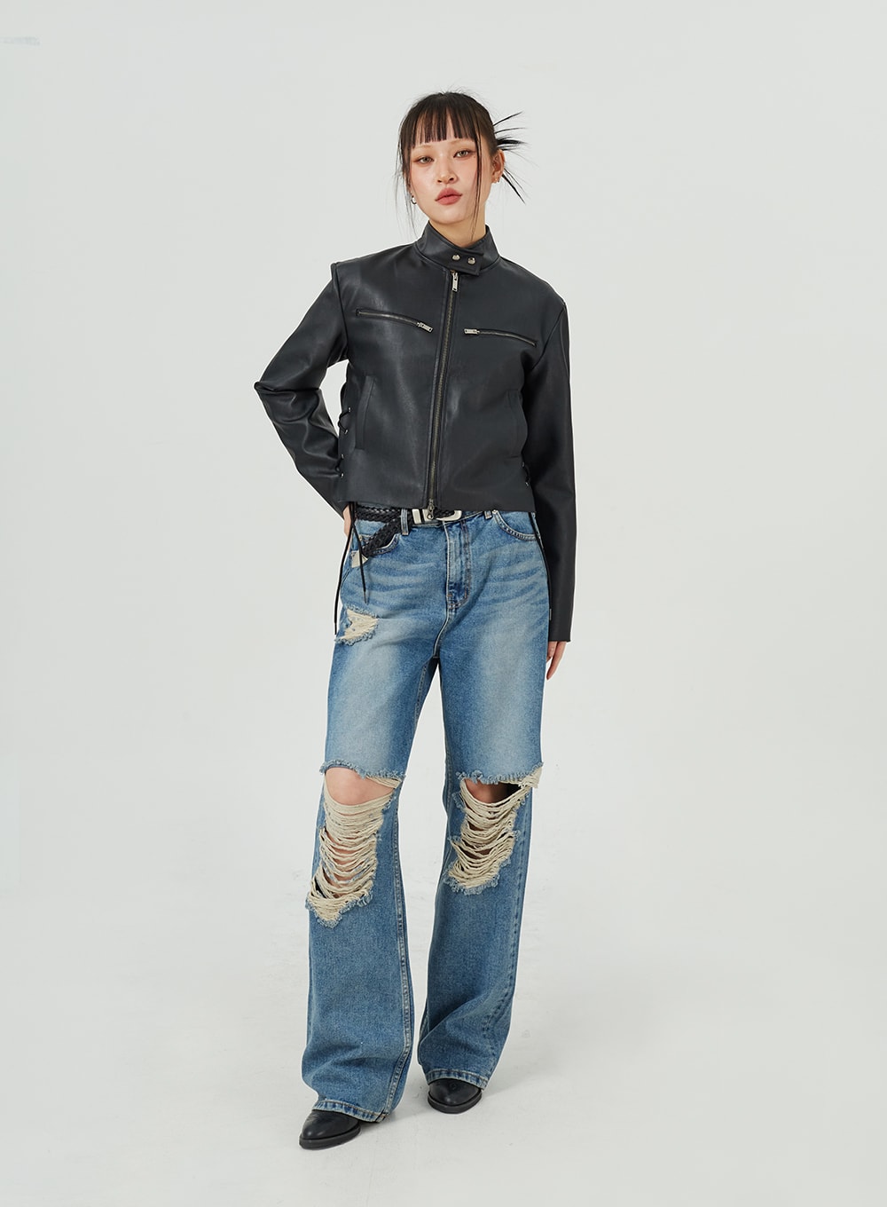 Standard Fit Faux Leather Jacket CM317