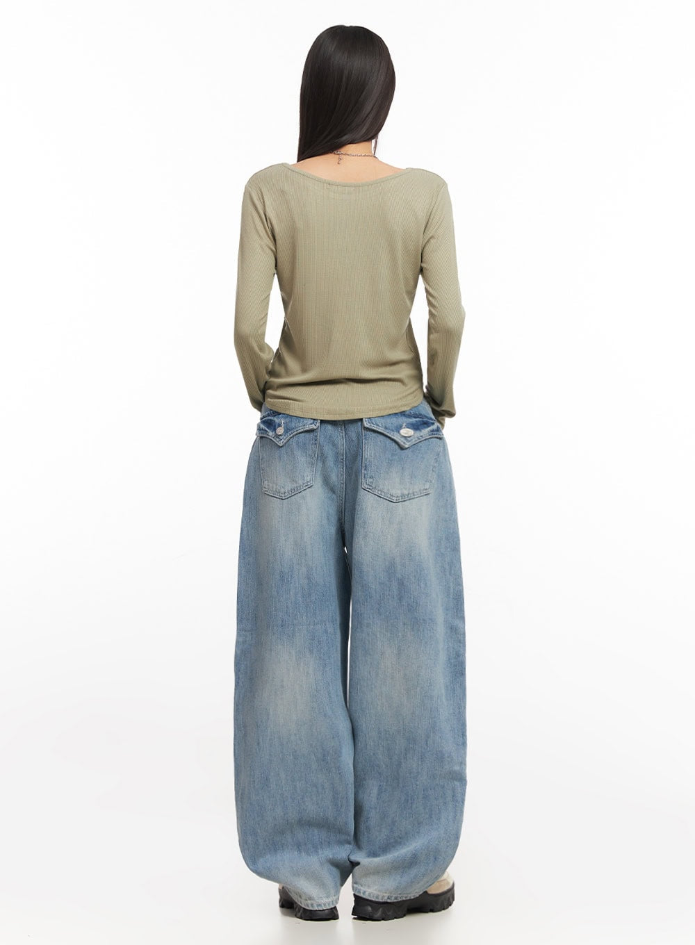 Ribbed Relaxed Long Sleeve Top IA504