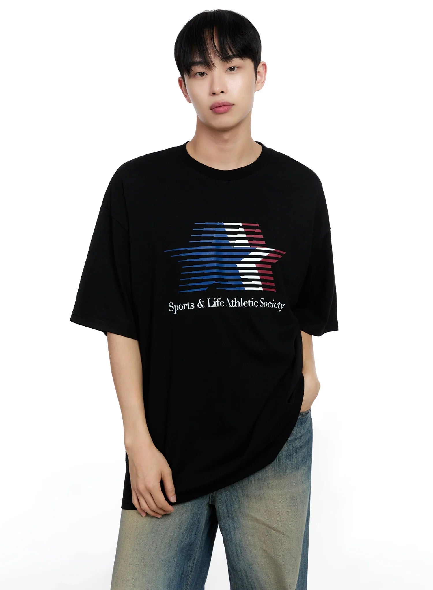 Men's Oversized Star Graphic T-Shirt IG520