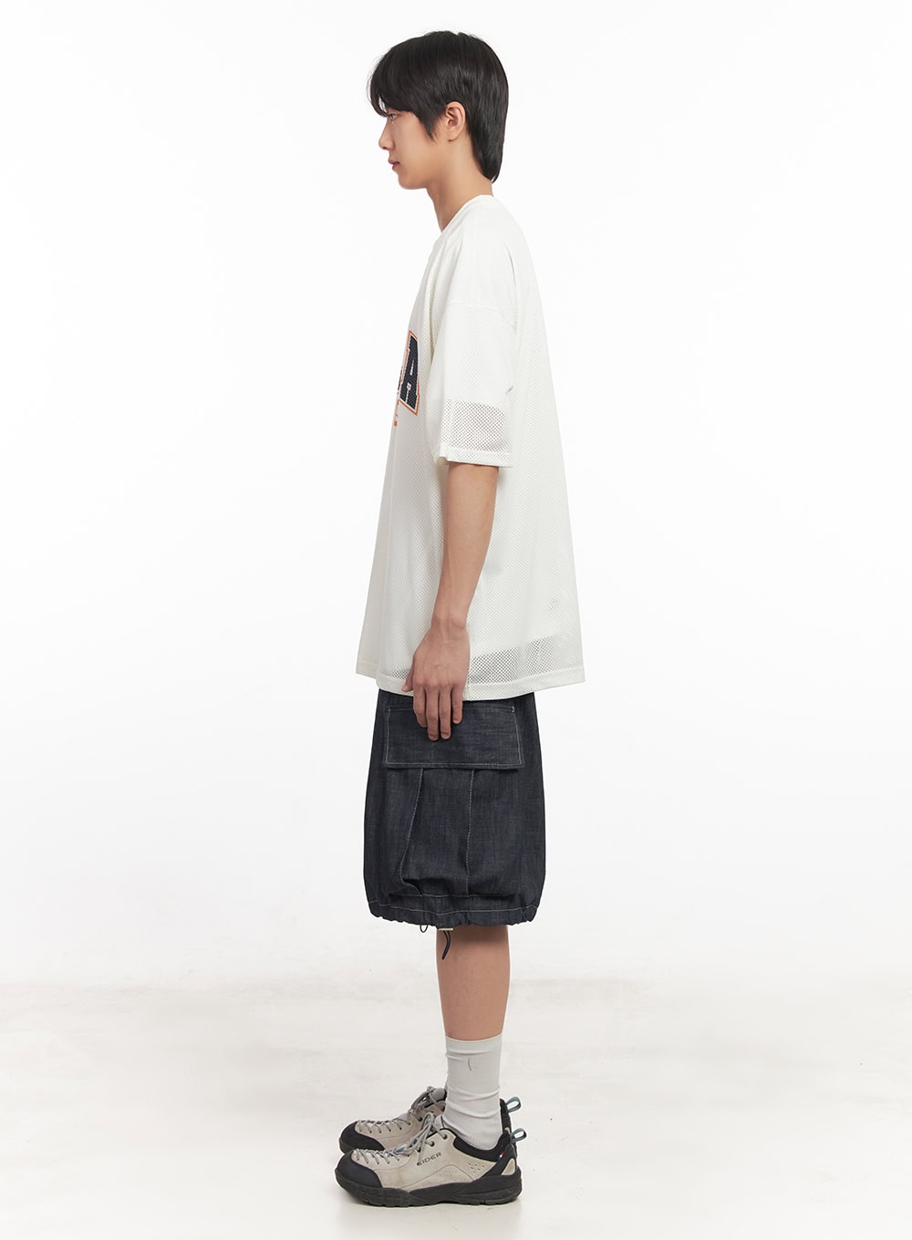 Men's Oversized Graphic Mesh T-Shirt IA510