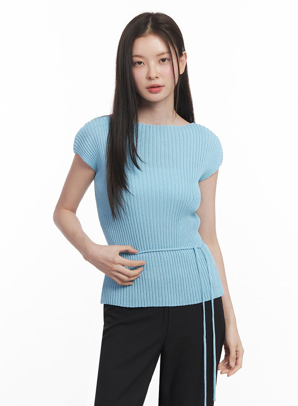 Ribbed String Knit Top IY508