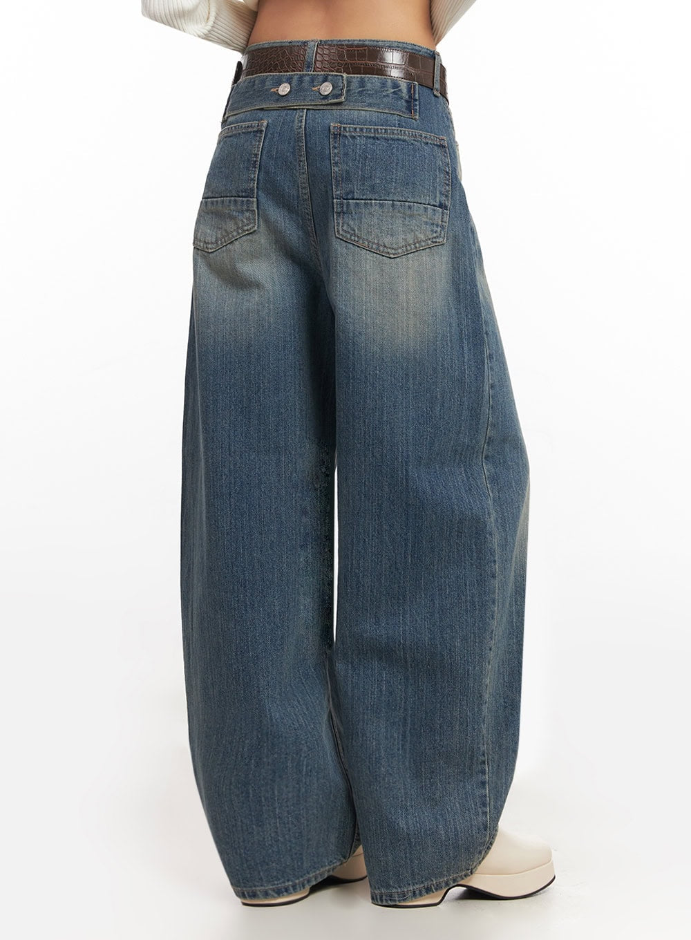 Sharon Washed Wide-Fit Baggy Jeans IA507