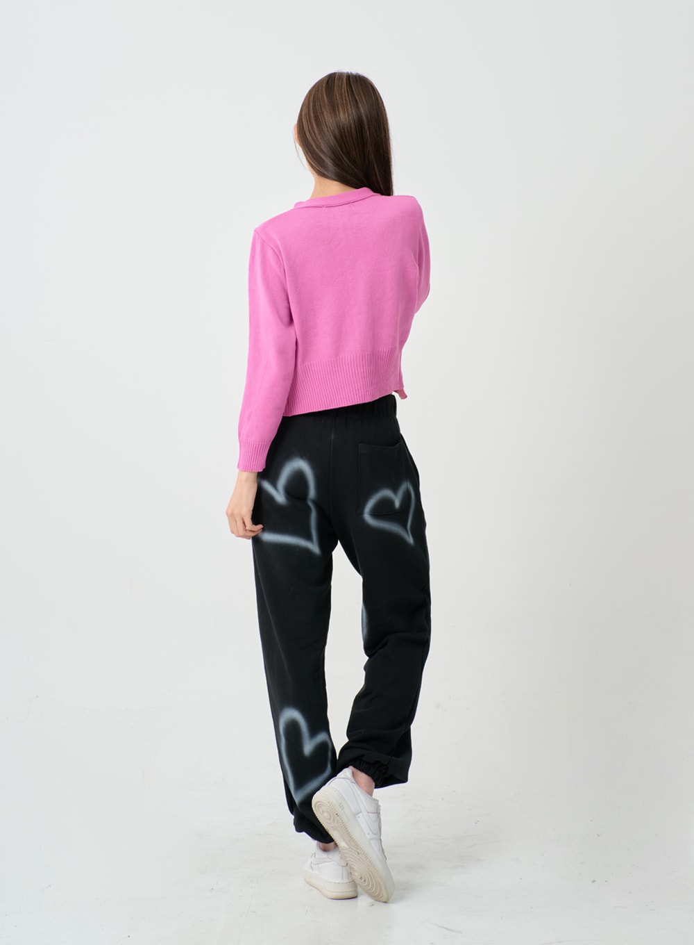 S Lettering Knit Long Sleeve Zip Up IS06