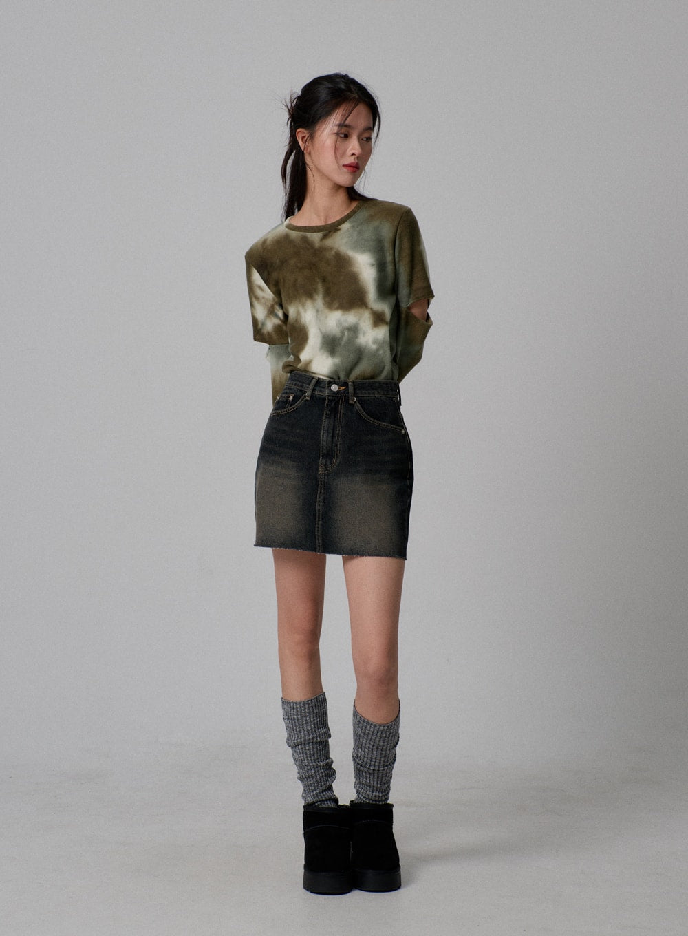 High Waist Denim Mini Skirt IJ310