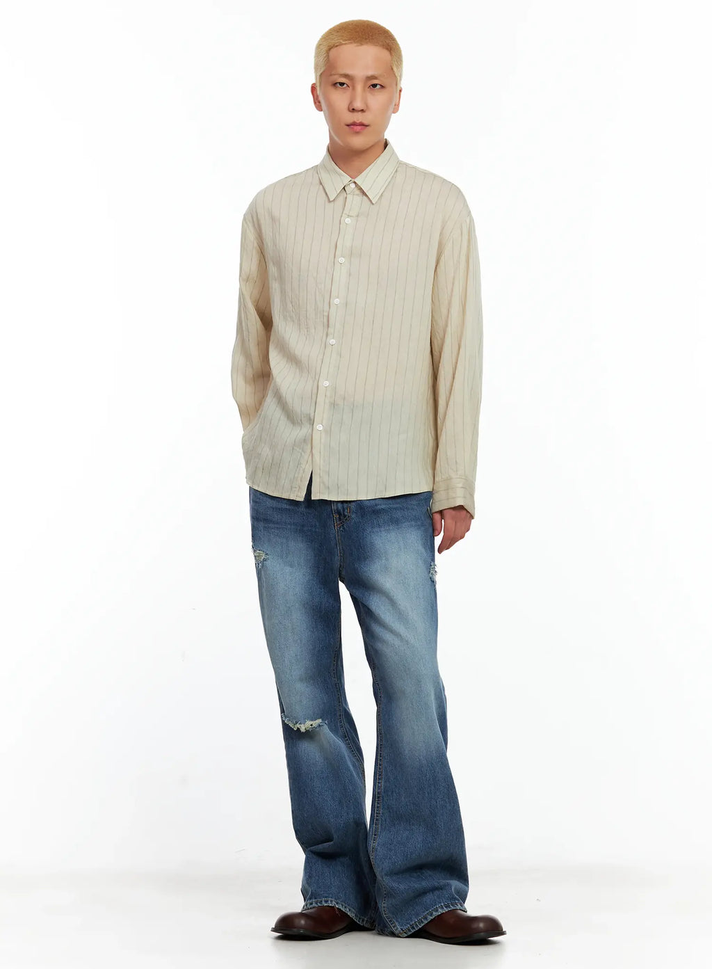 Men's Linen Button-Up Shirt IL514