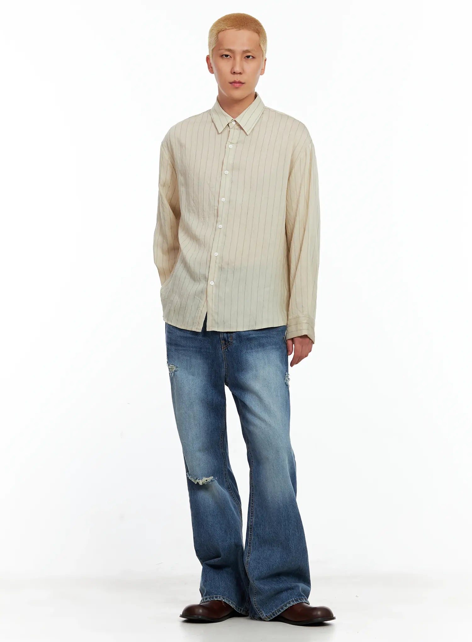 Men's Linen Button-Up Shirt IL514