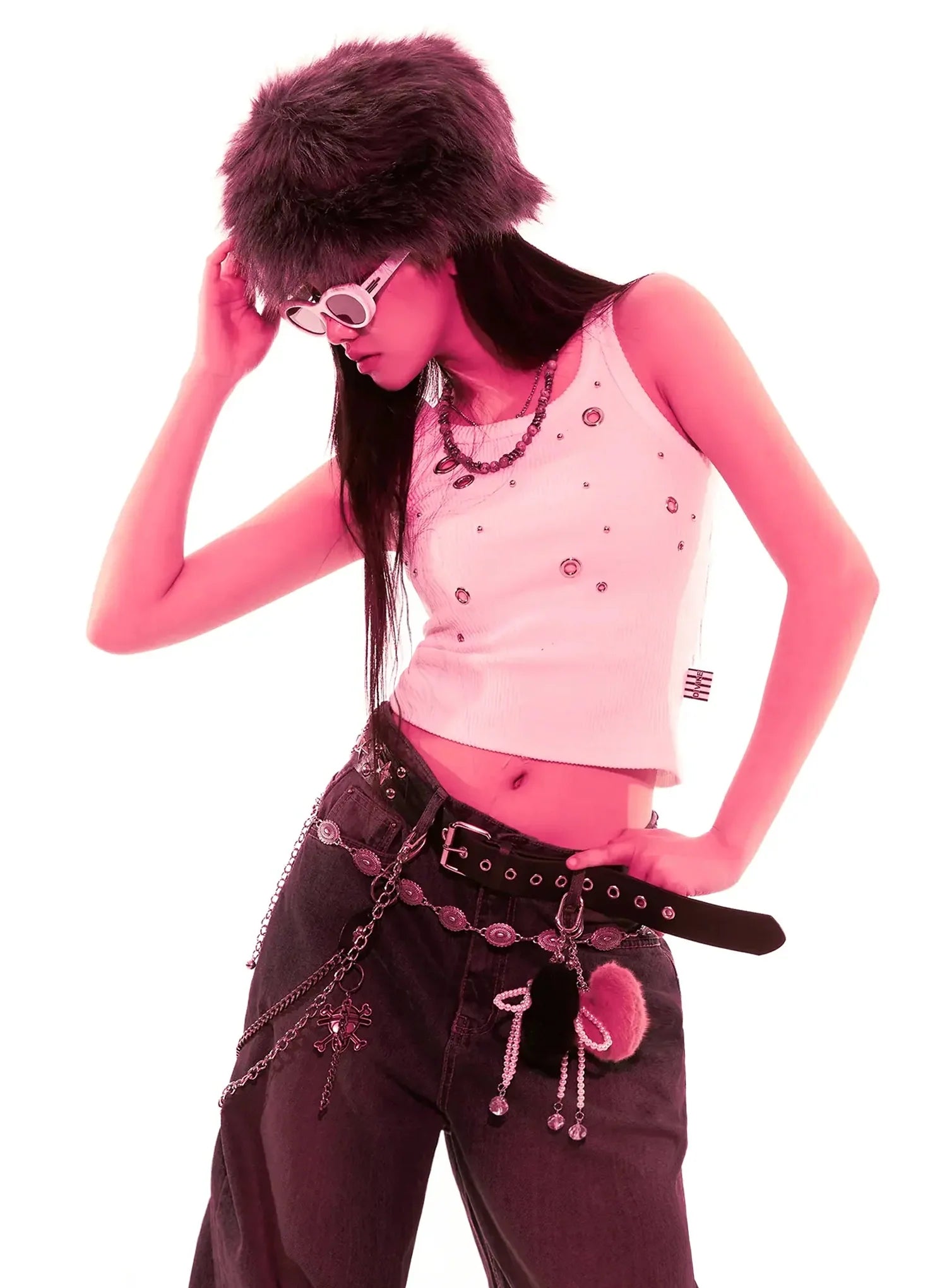 Ribbed Eyelet Slim-Fit Tank Top IS525