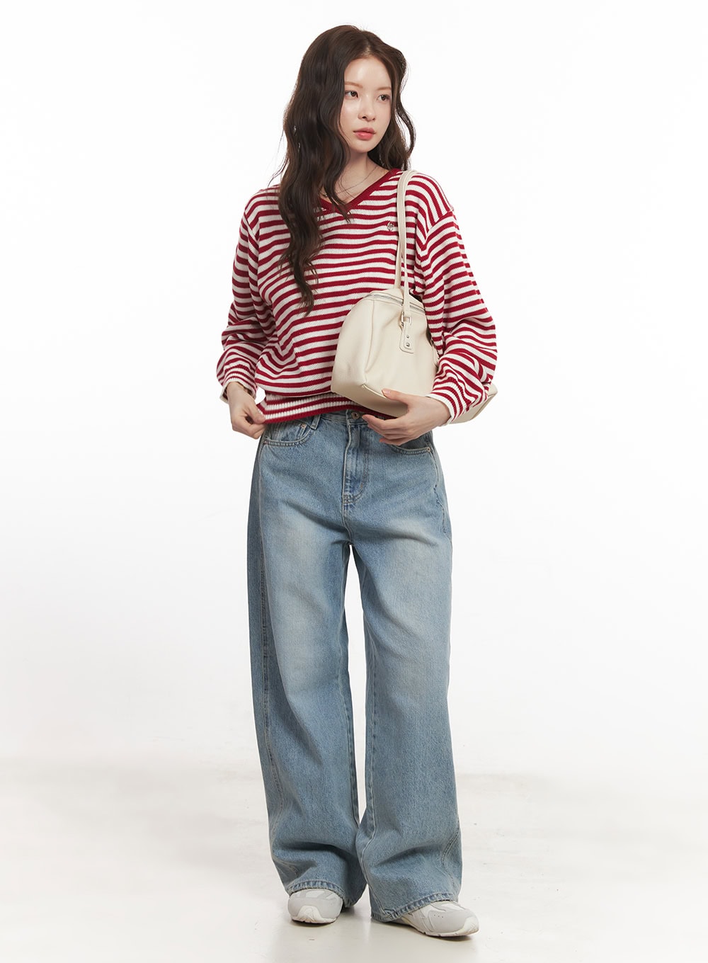 Sweet Apple Stripe V-Neck Sweater CA501