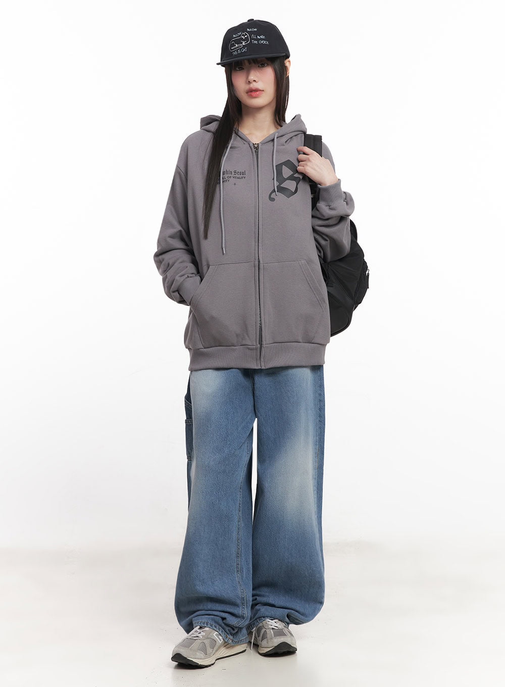 Graphic Oversize Zip-Up Hooded Jacket IM528