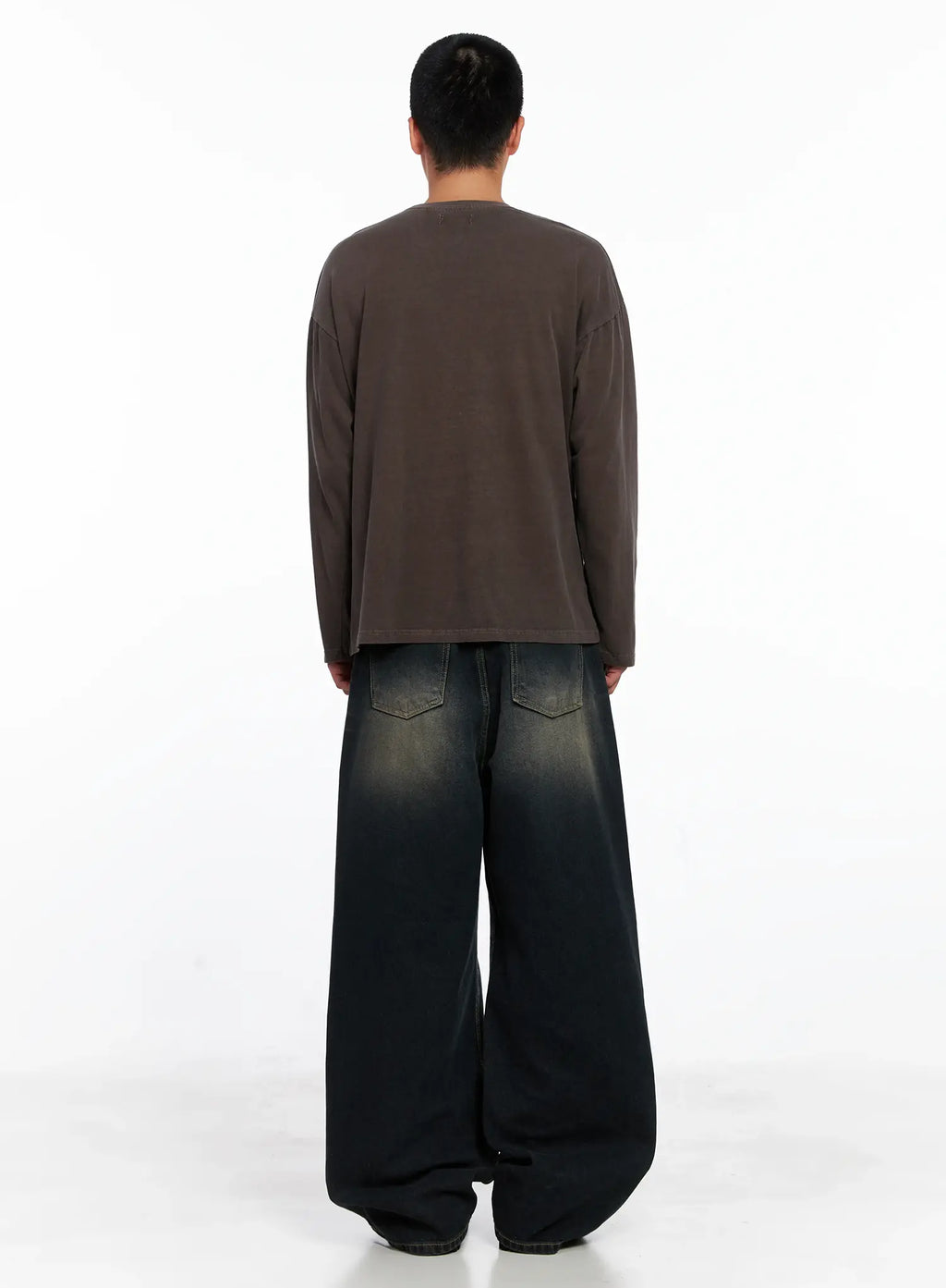 Men's Vintage Washed Wide-Leg Jeans IS509