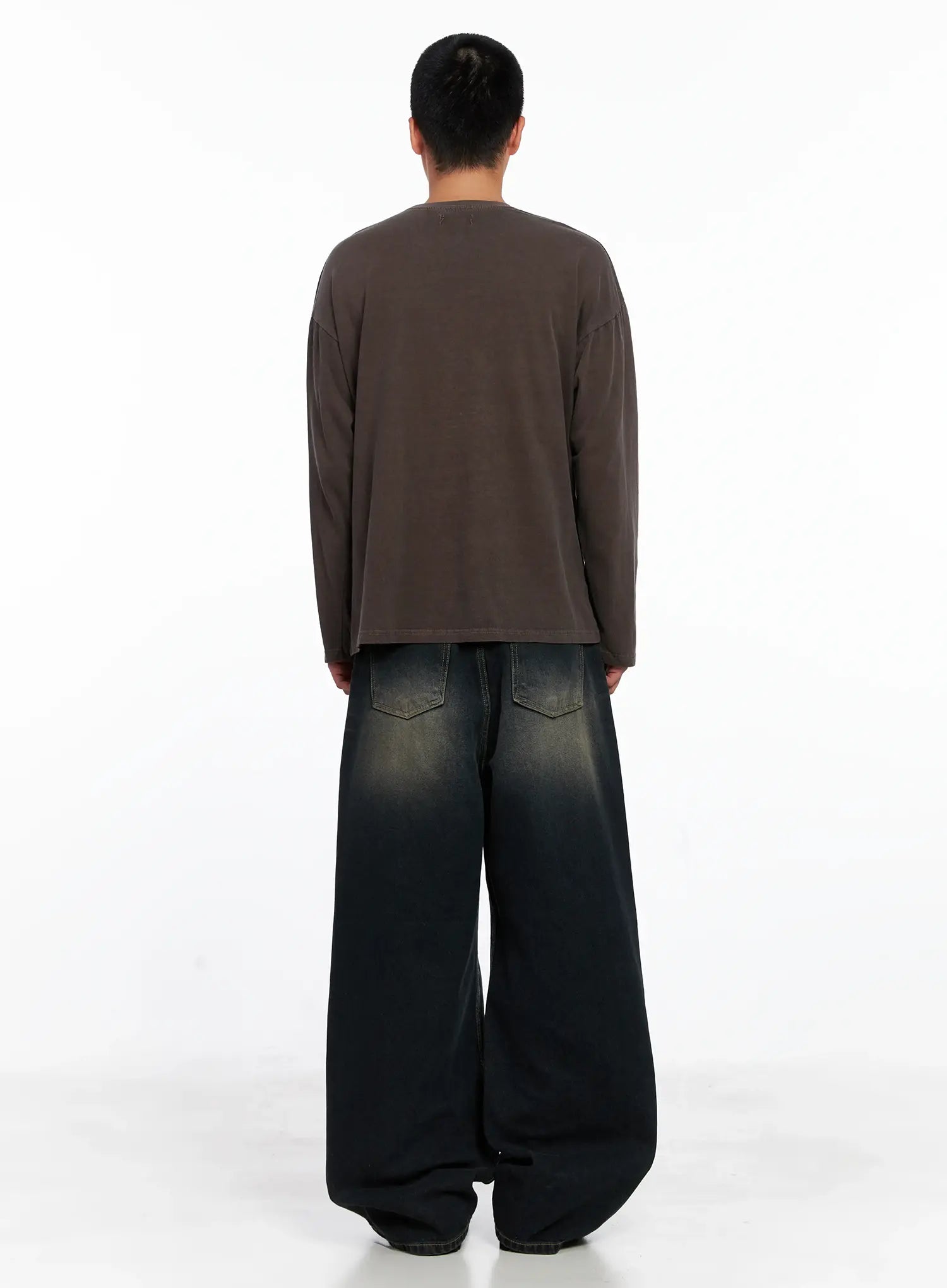 Men's Vintage Washed Wide-Leg Jeans IS509