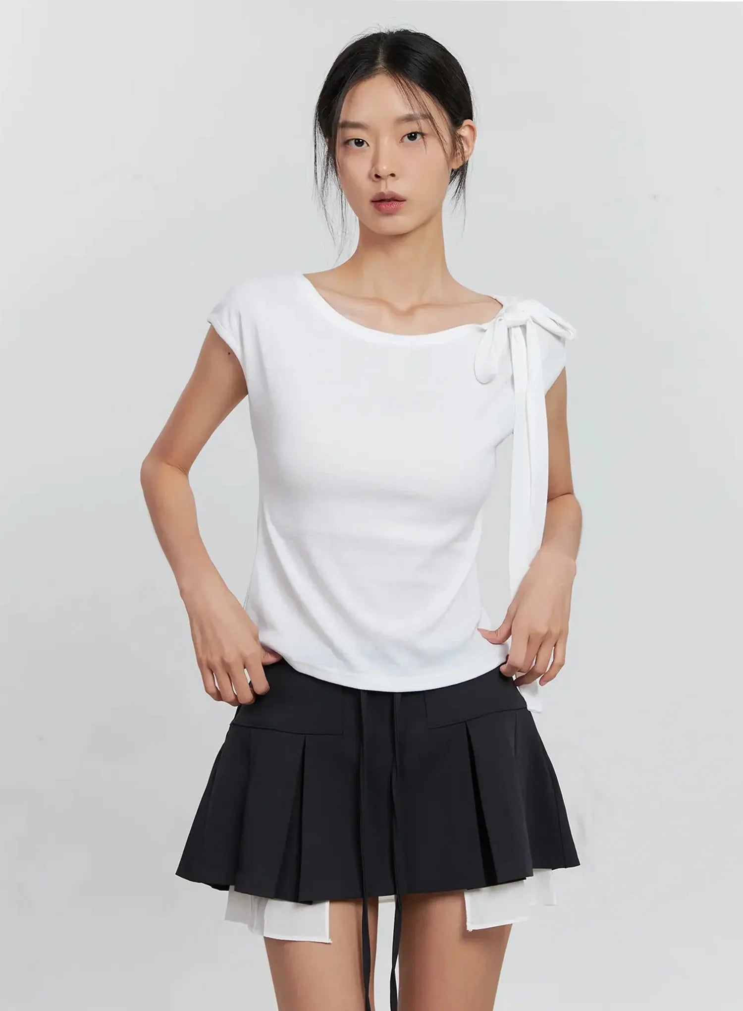 Cap Sleeve Bow Tie Top IS516