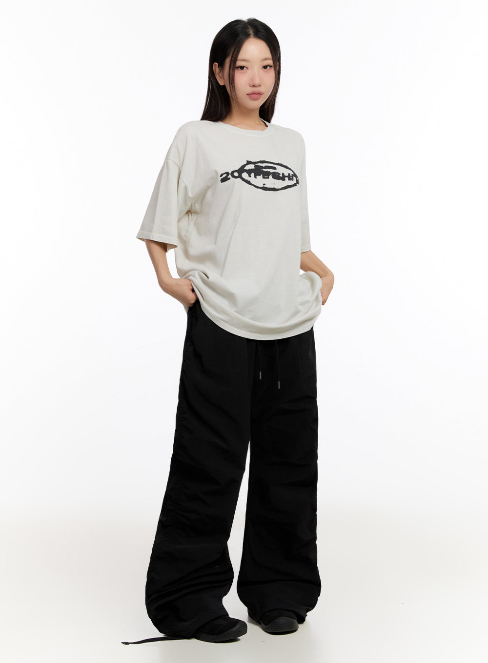 Adjustable Wide-Leg Nylon Pants IU509