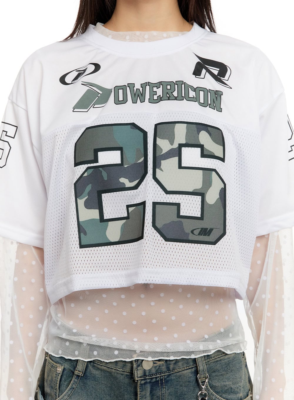 Camo Mesh Crop Jersey Top CM513