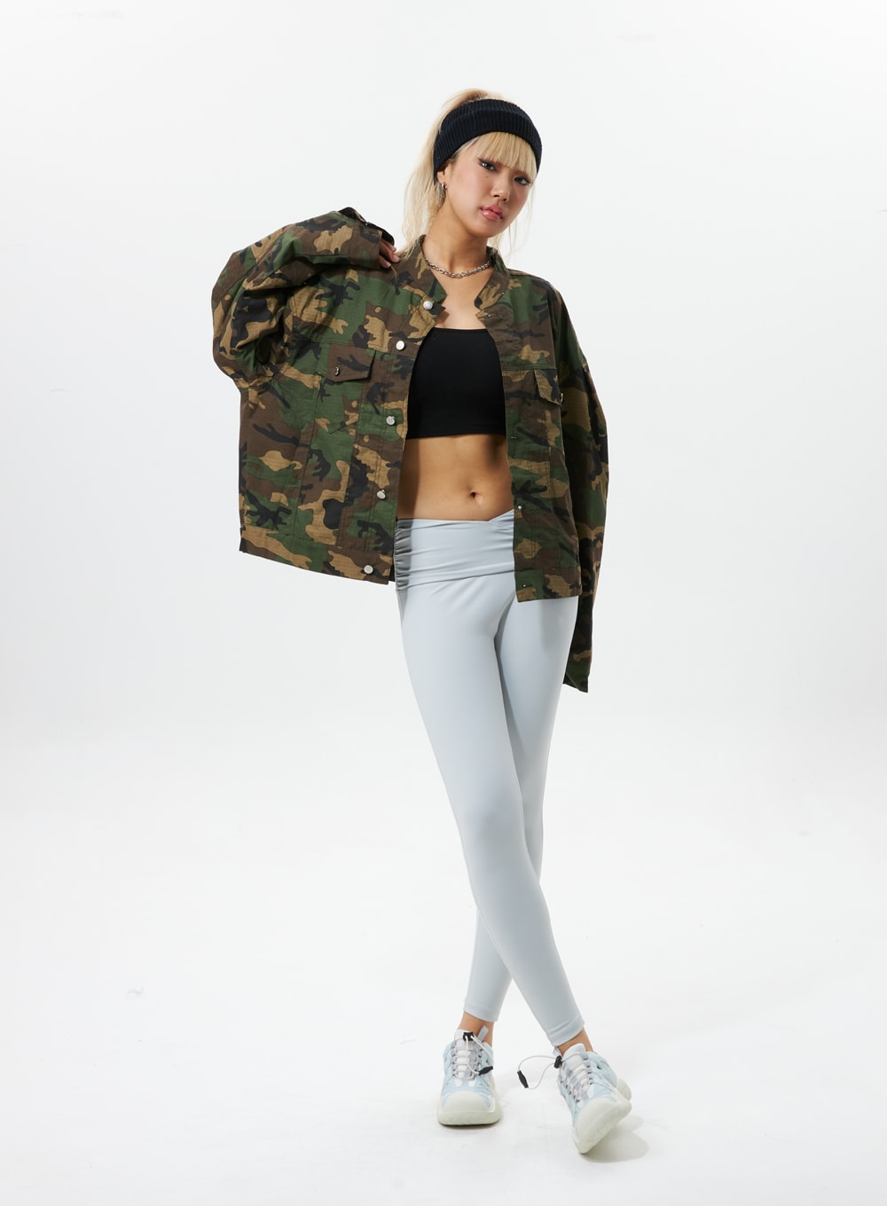 Collarless Camo Jacket IS322