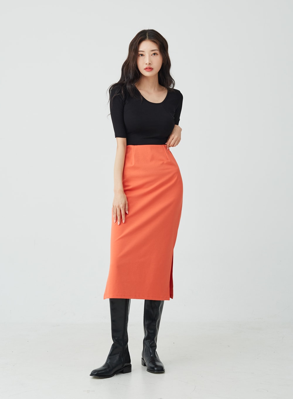 Side Slit H-Line Skirt IU26