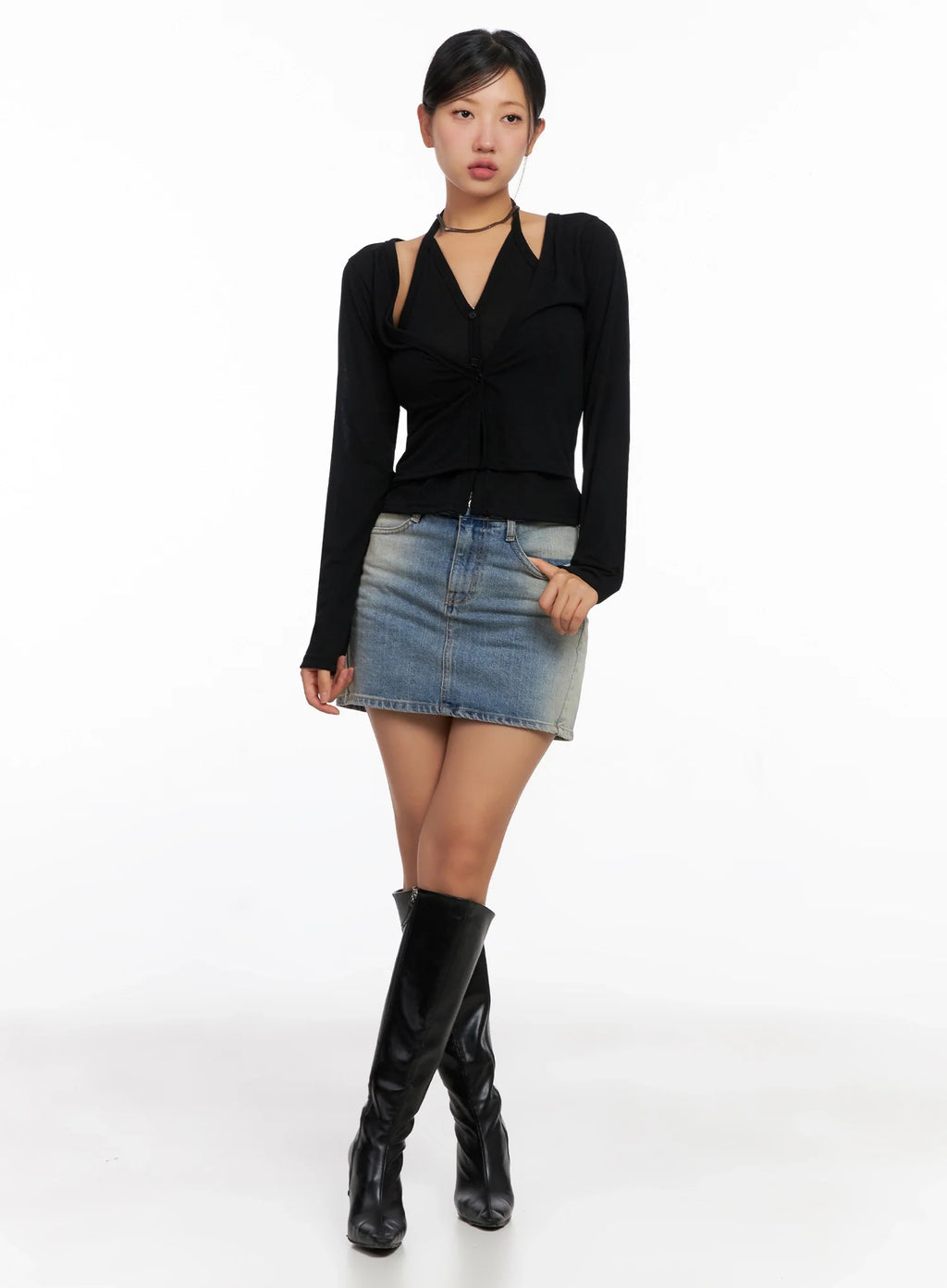 Light Wash Denim Mini Skirt IG527