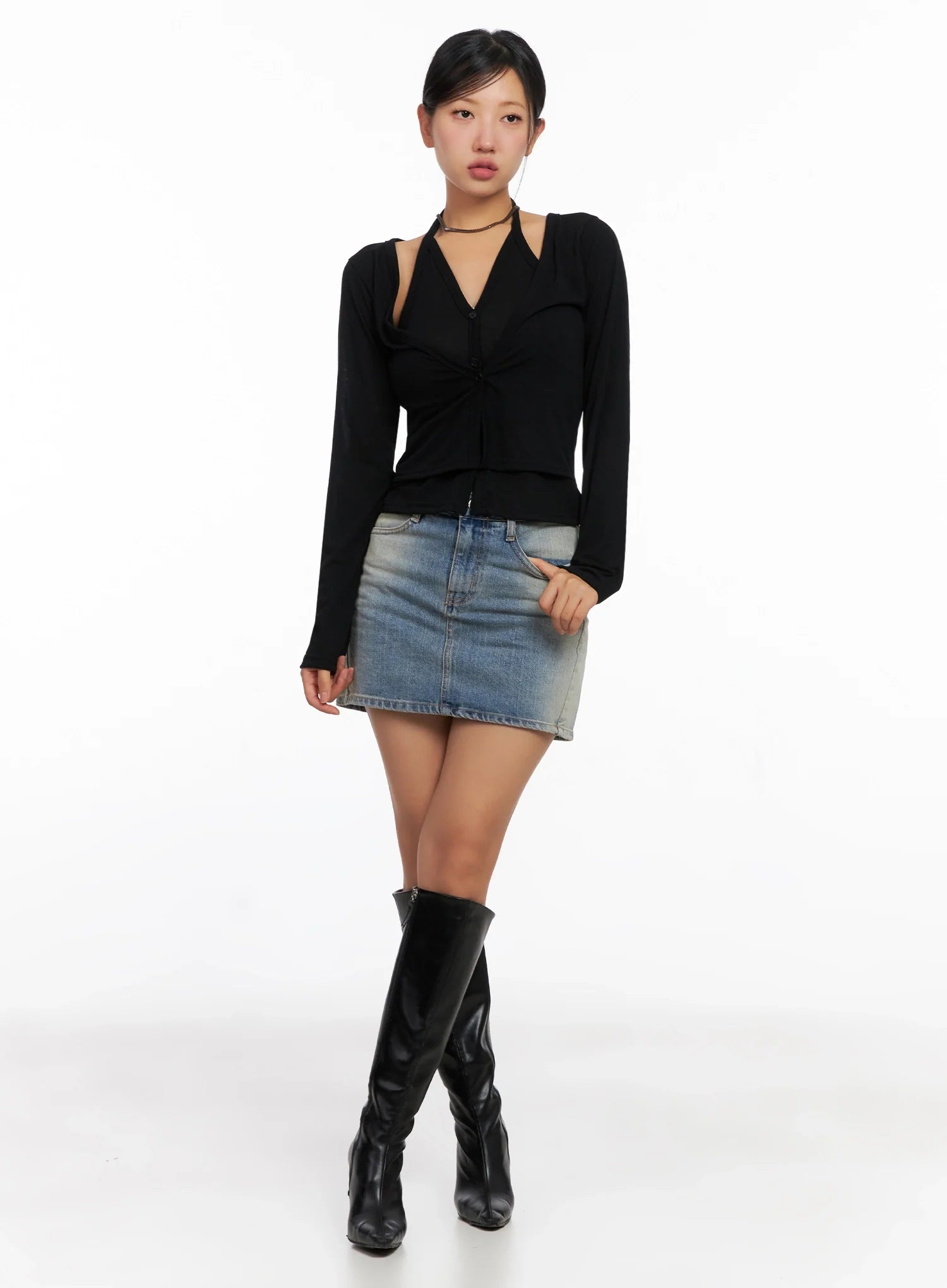 Light Wash Denim Mini Skirt IG527