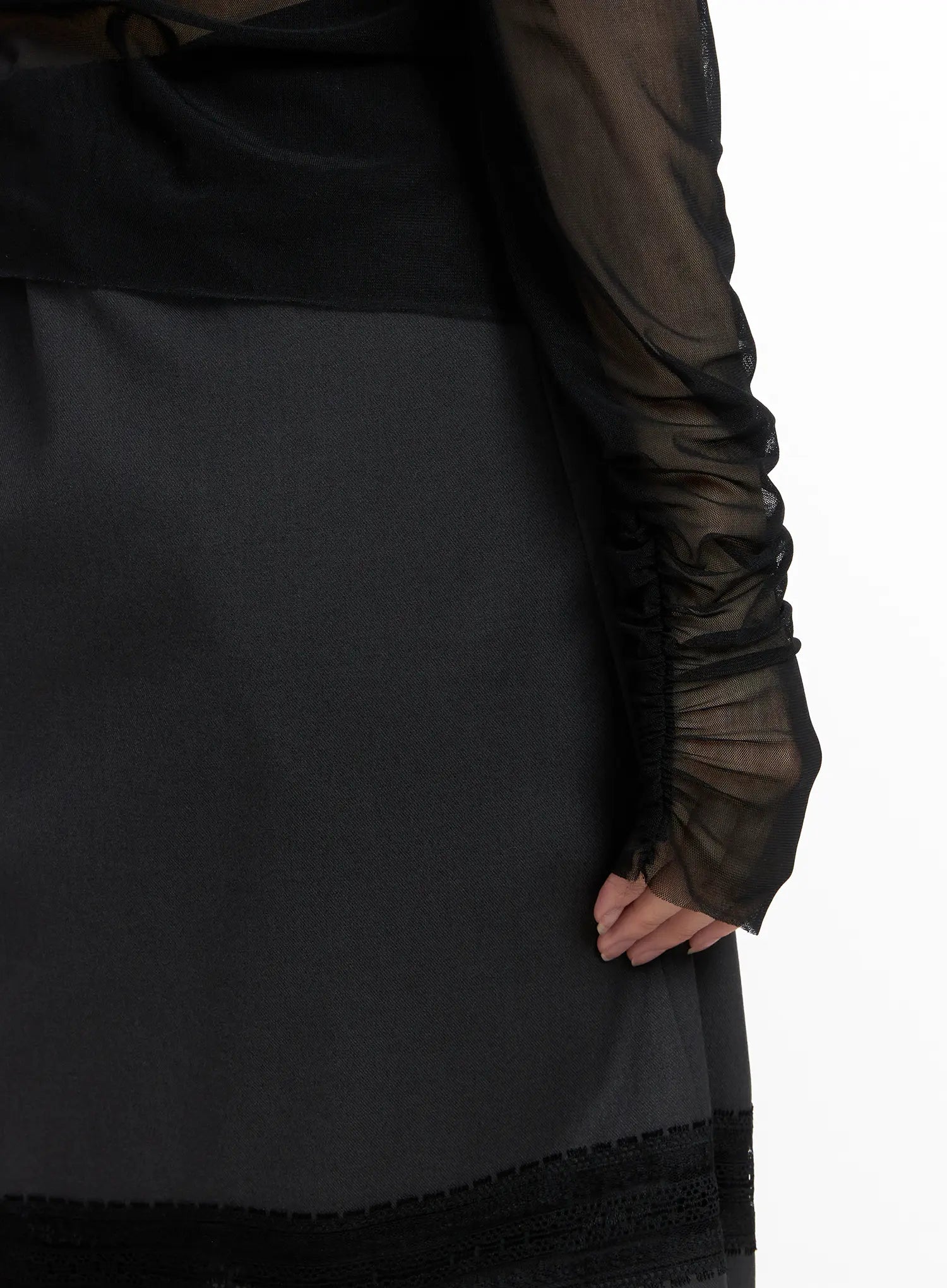 Sheer Turtleneck Long Sleeve Top CG525