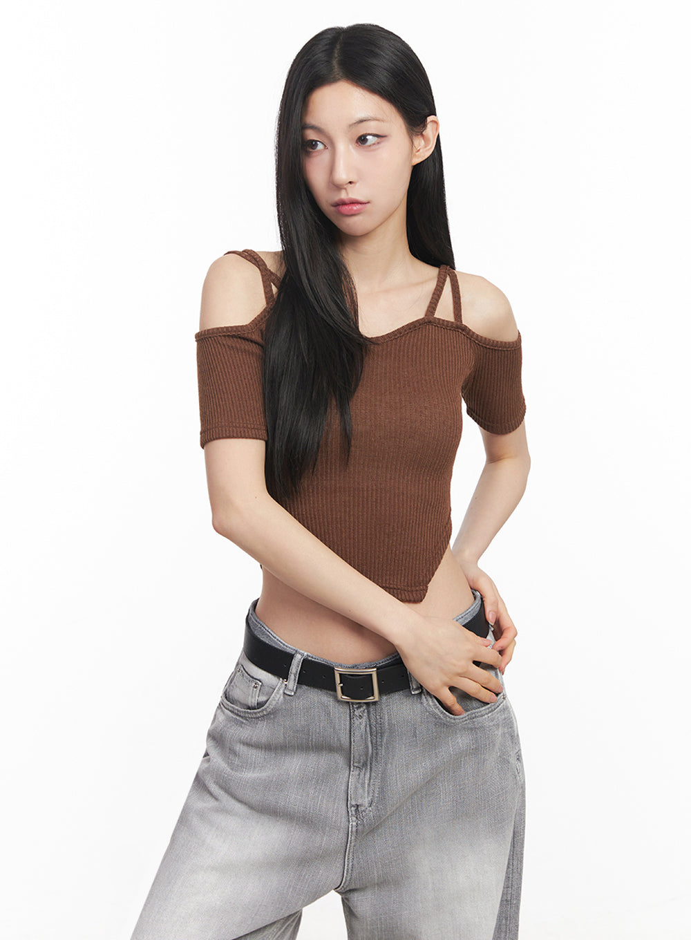 Strappy Off-Shoulder Crop Top IY516