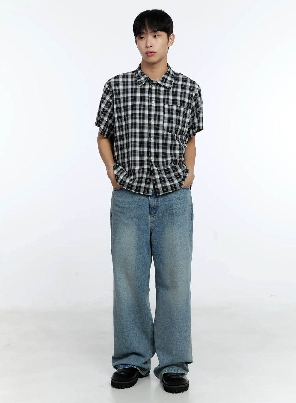 Men's Plaid Short Sleeve Shirt IG519