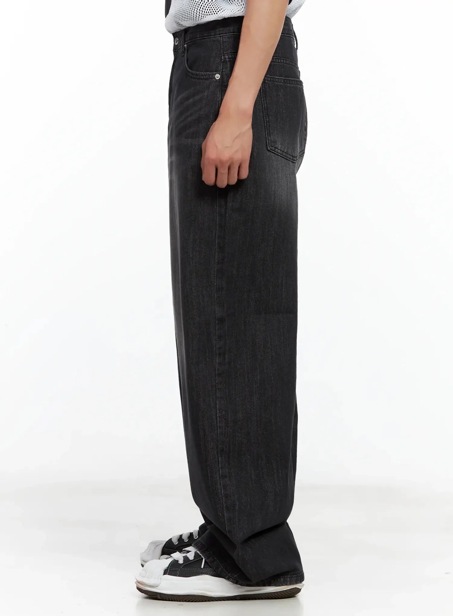 Men's Wide-Leg Washed Jeans IL516