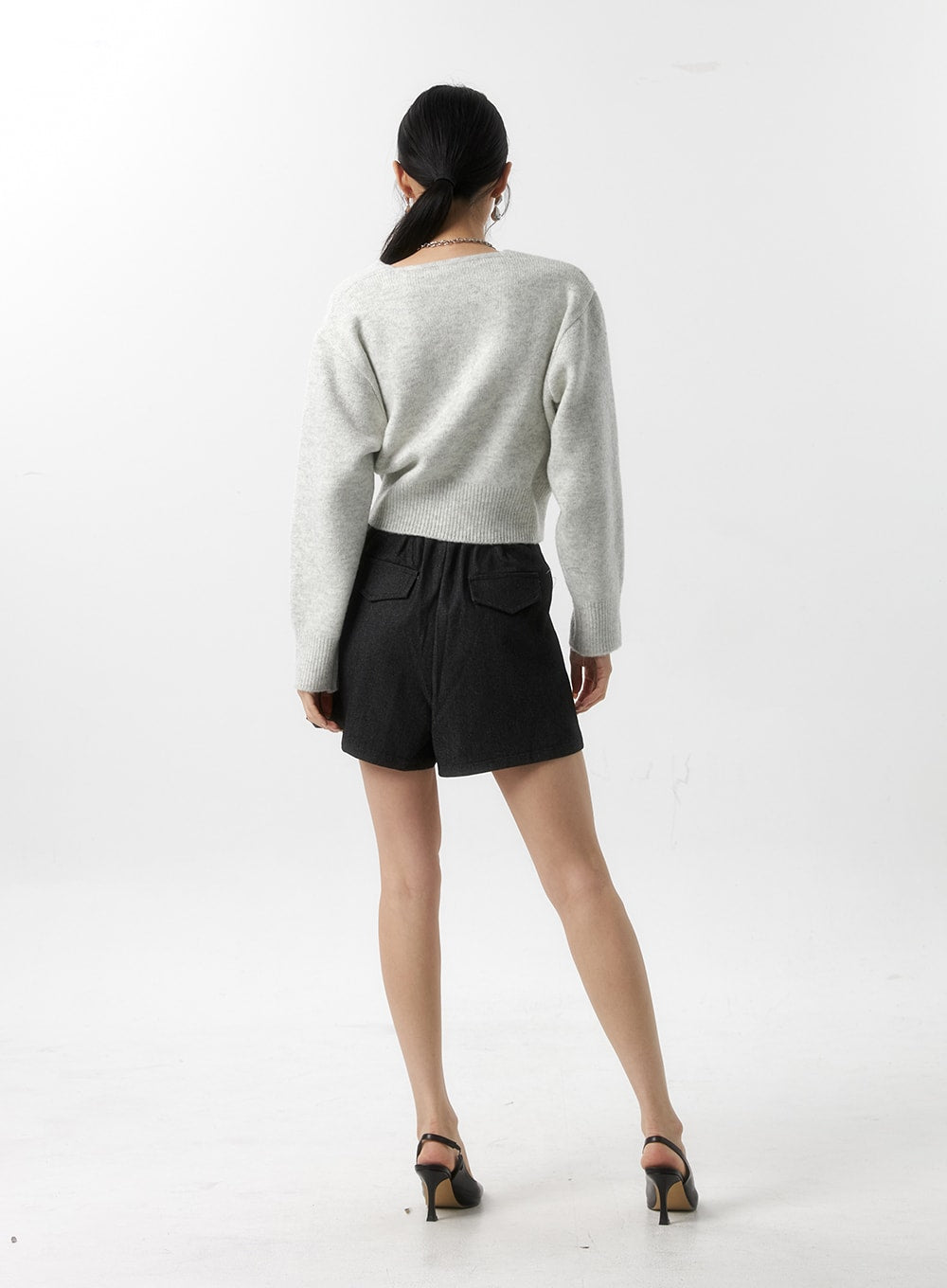 Pintuck Denim Shorts IS315