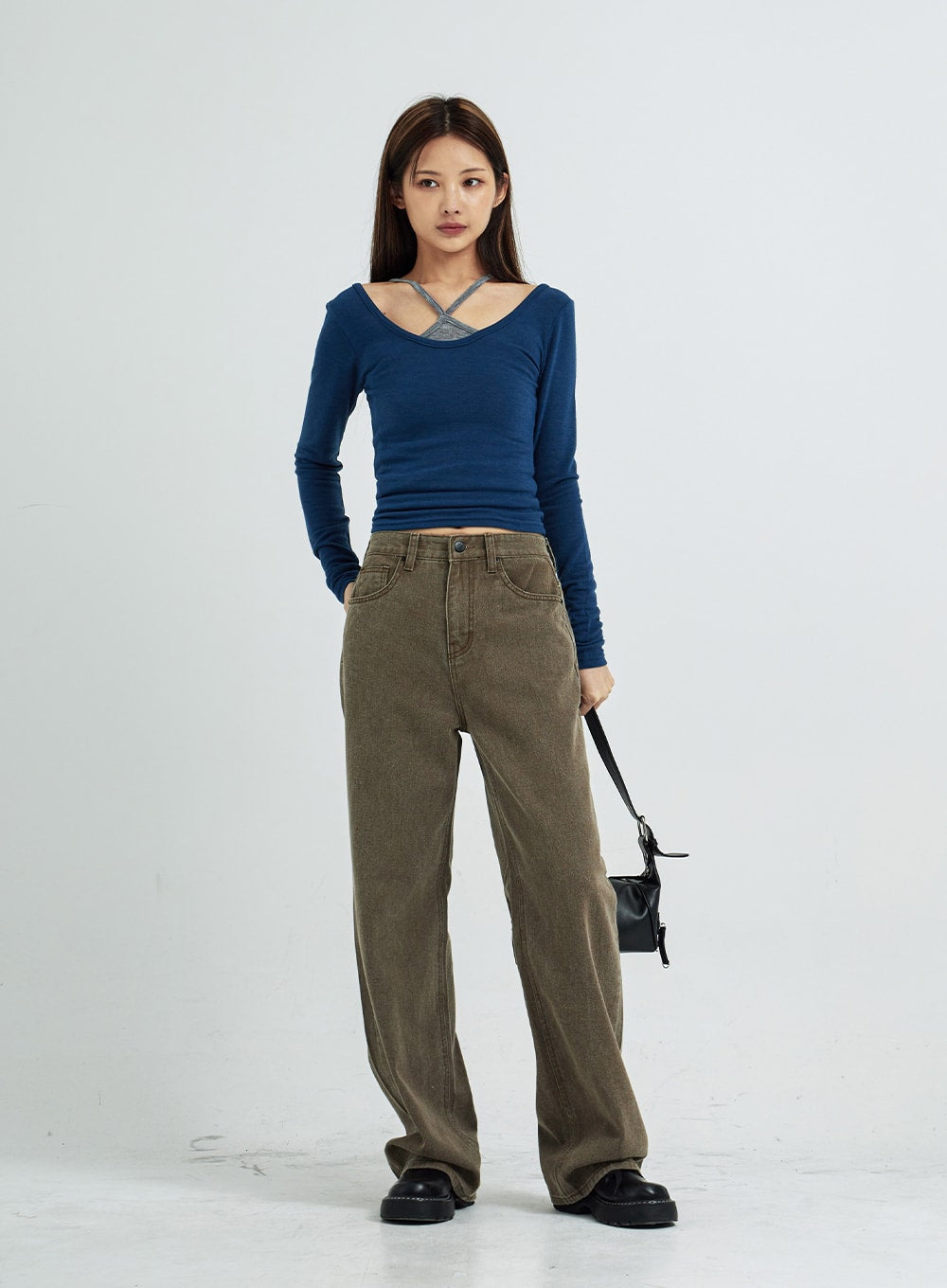 Caroline Long Sleeve Strip Top Set CS07