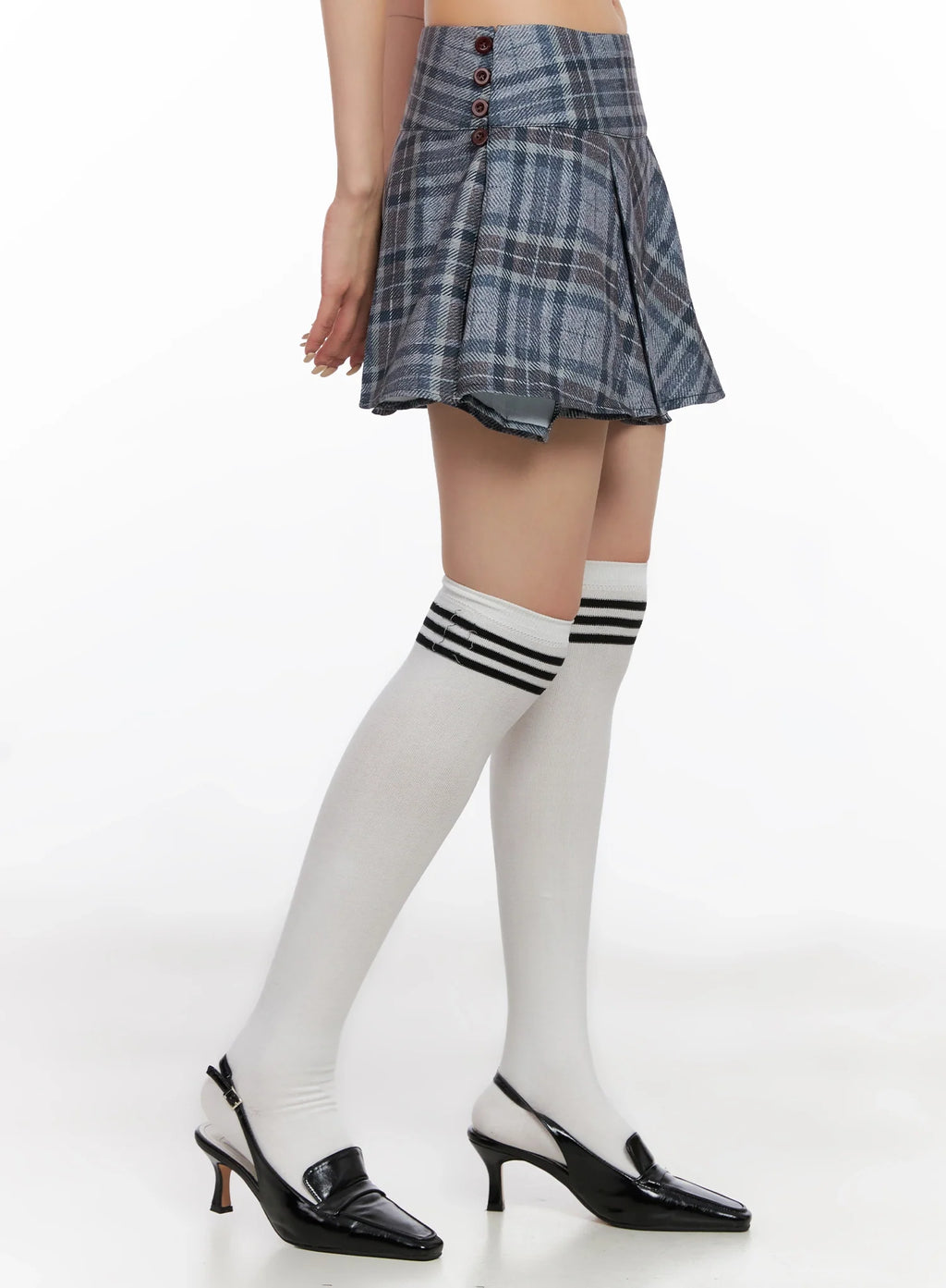 Checkered Pleated Mini Skirt IS508