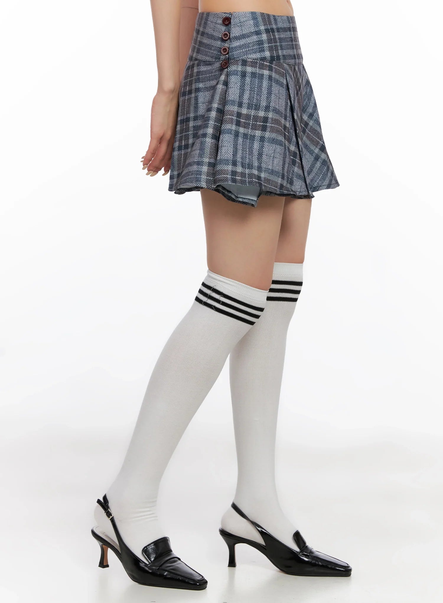 Checkered Pleated Mini Skirt IS508