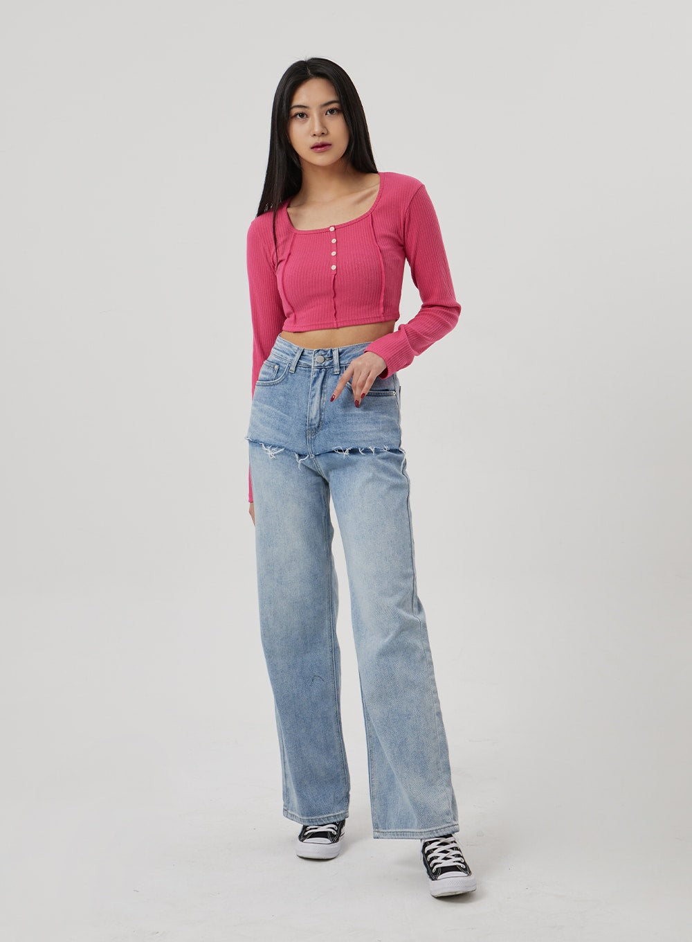 Scoop Neck Ribbed Knit Top BF310