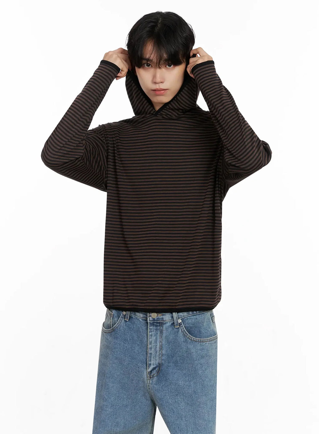 Men's Striped Hooded Long Sleeve IO517