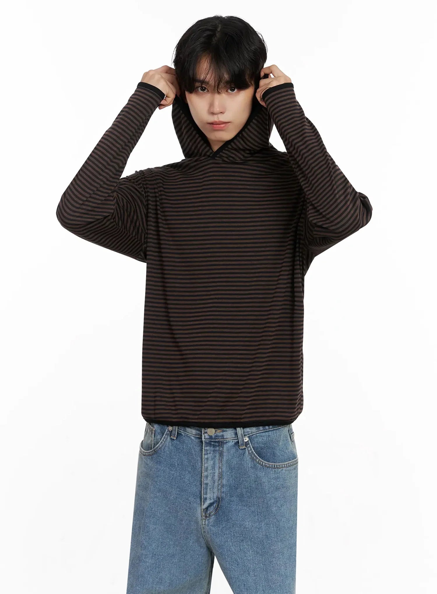 Men's Striped Hooded Long Sleeve IO517