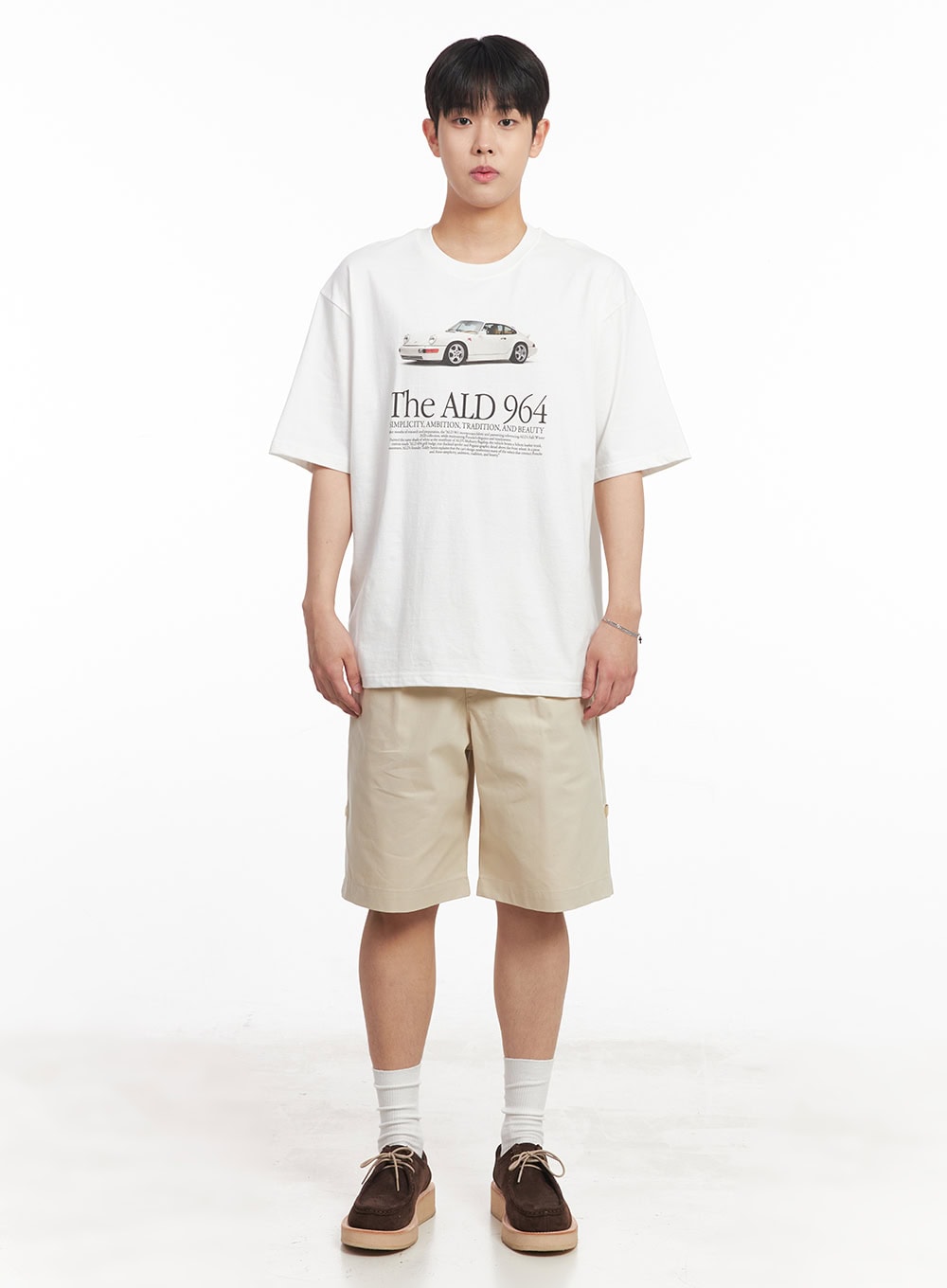 Men's Roll-Up Cotton Shorts (Light beige) IA529