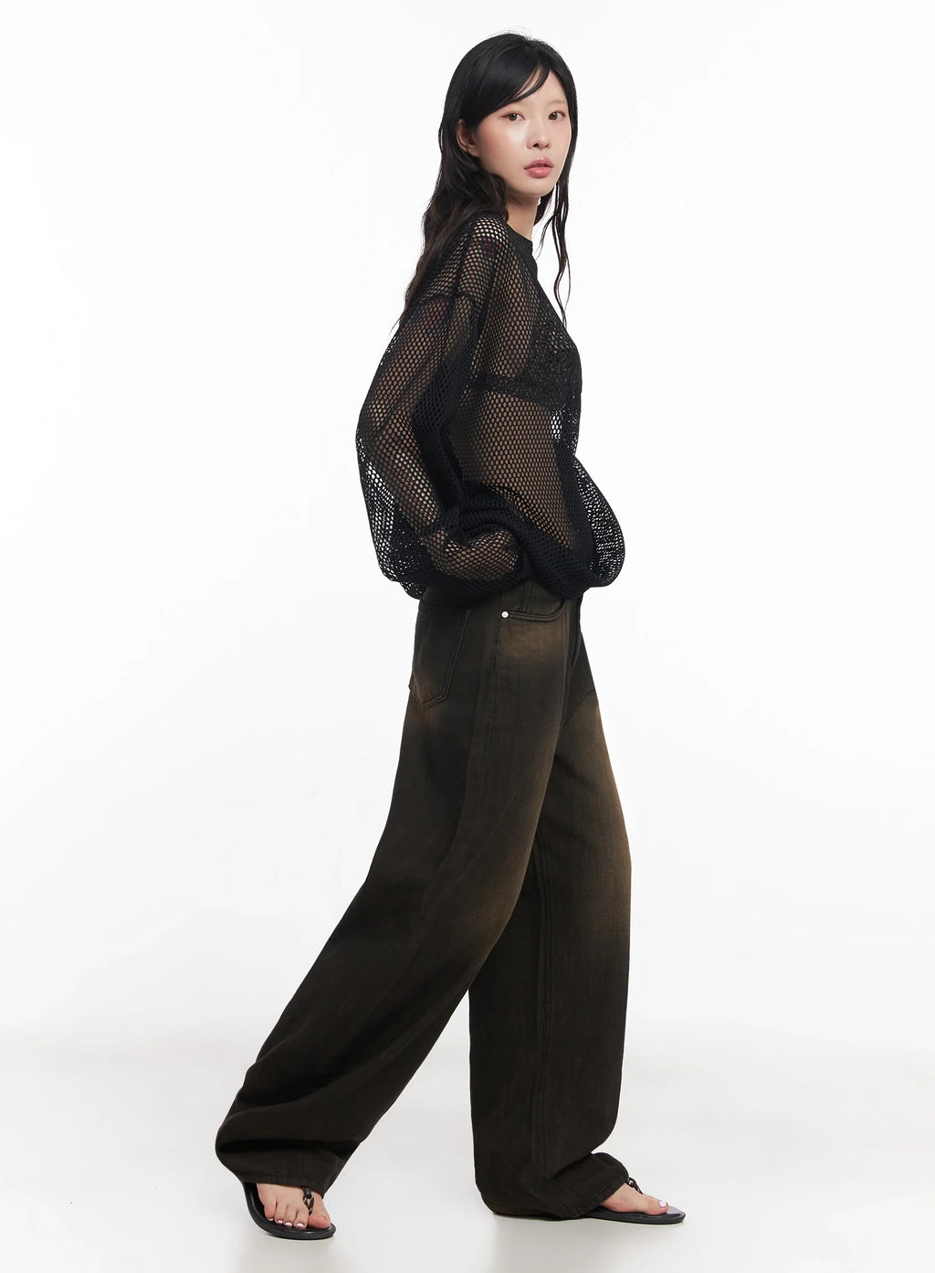 Moka Summer-Wash Wide-Leg Denim Pants IC503