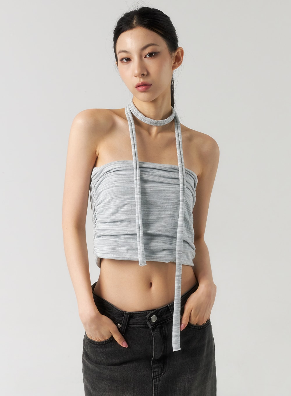 Dark Wash Denim Maxi Skirt CU321