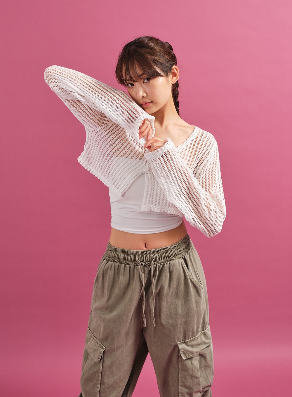 Sheer Mesh Crop Cardigan CY17